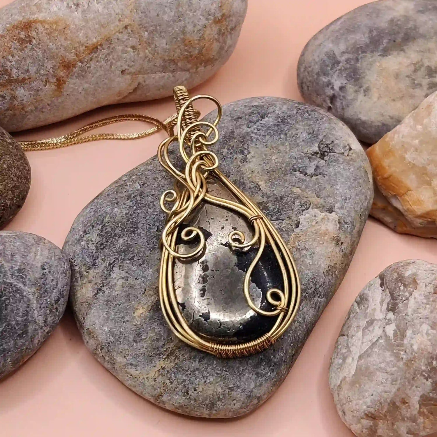 Eshika Pyrite Necklace-001 Designed By Sanguine Aura Handcrafted Jewellery