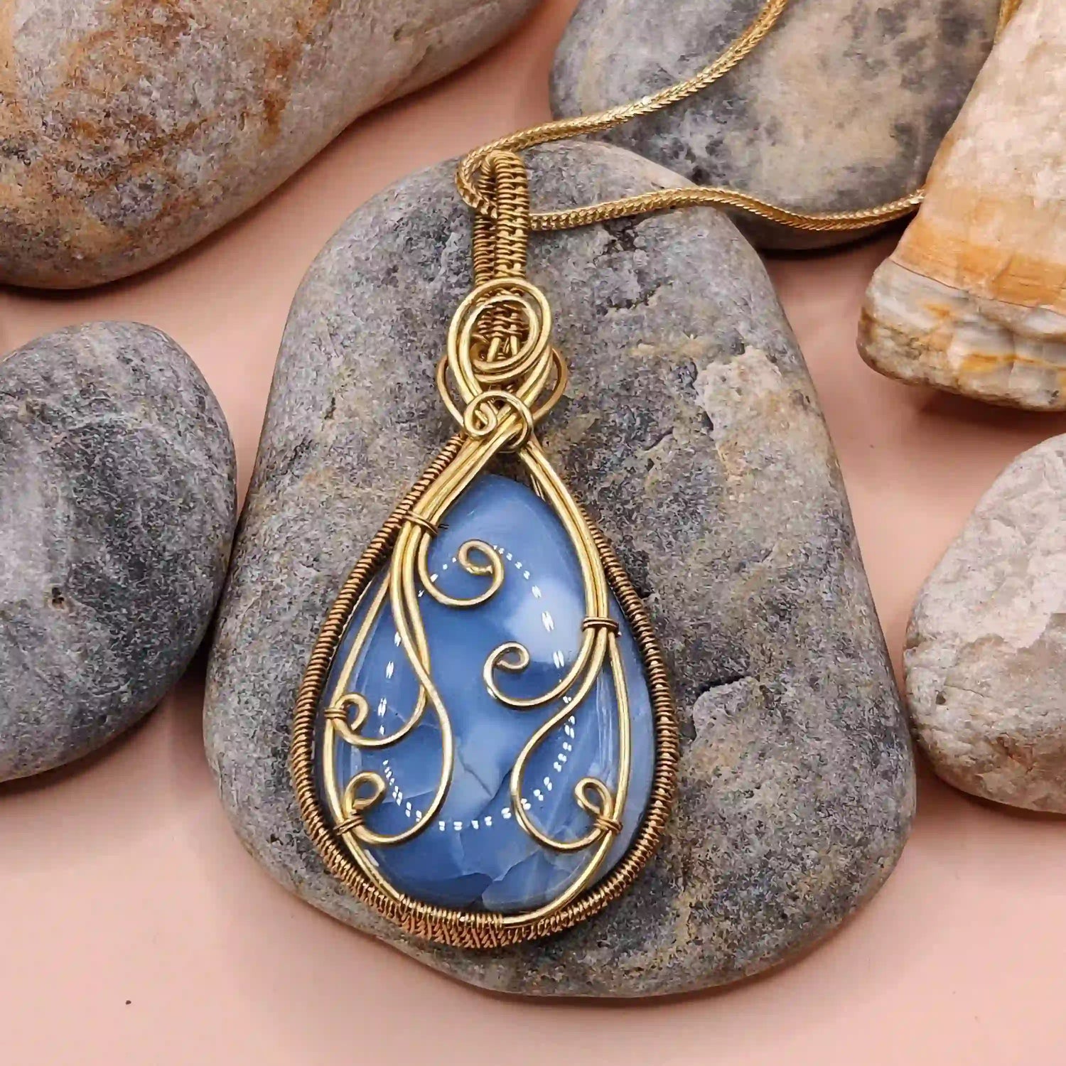 Runi Blue Opal Necklace 003 Designed By Sanguine Aura Handcrafted Jewellery