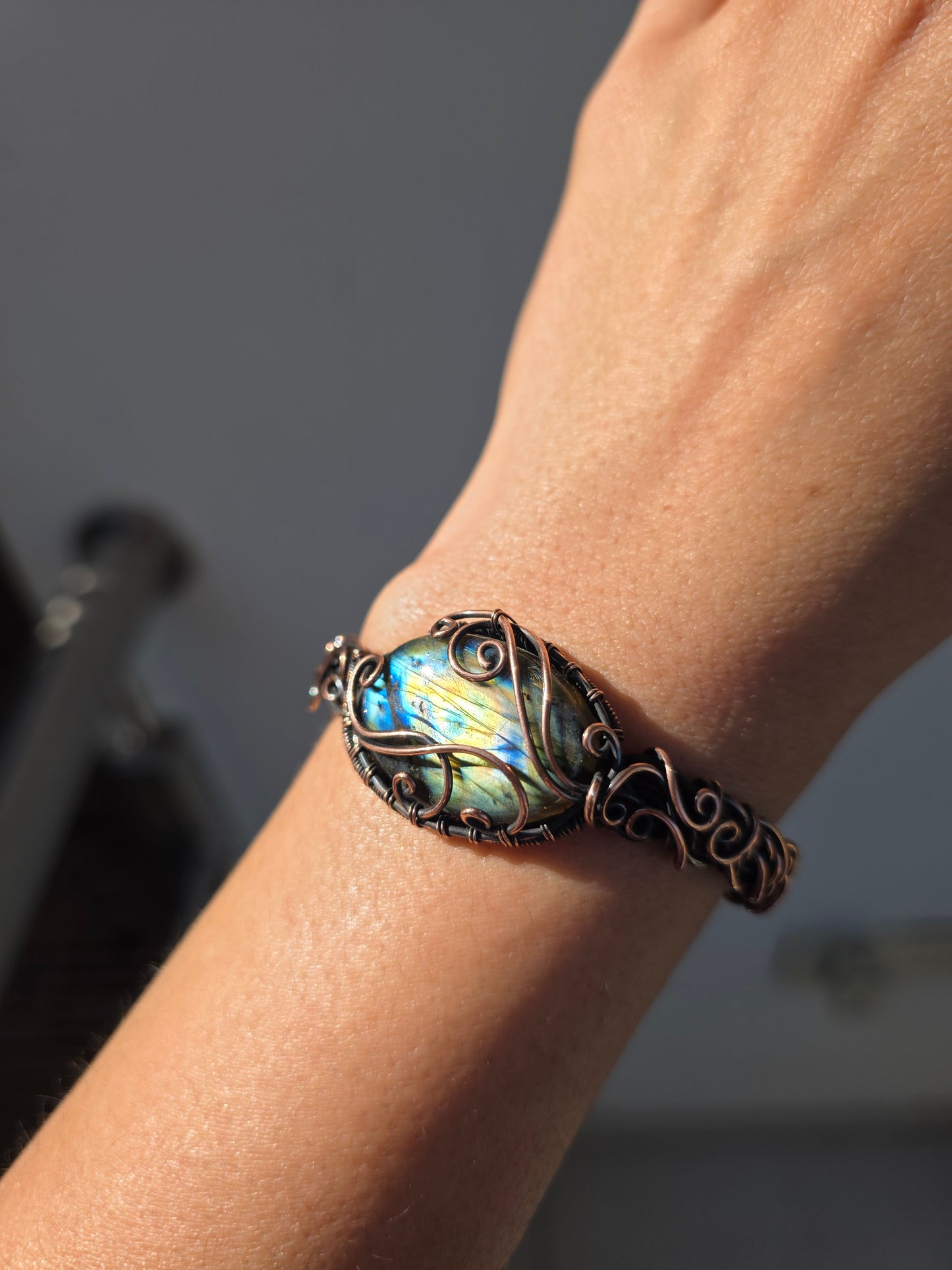 Darsh - Labradorite Copper Cuff Bracelet