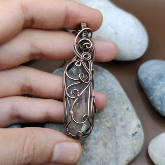 Aadhini- Clear Quartz Necklace - 001 SA4 By Sanguine Aura Handcrafted Jewellery. Healing Benefits of Clear Quartz - Clarity, focus, balance, amplifies energy, heals.