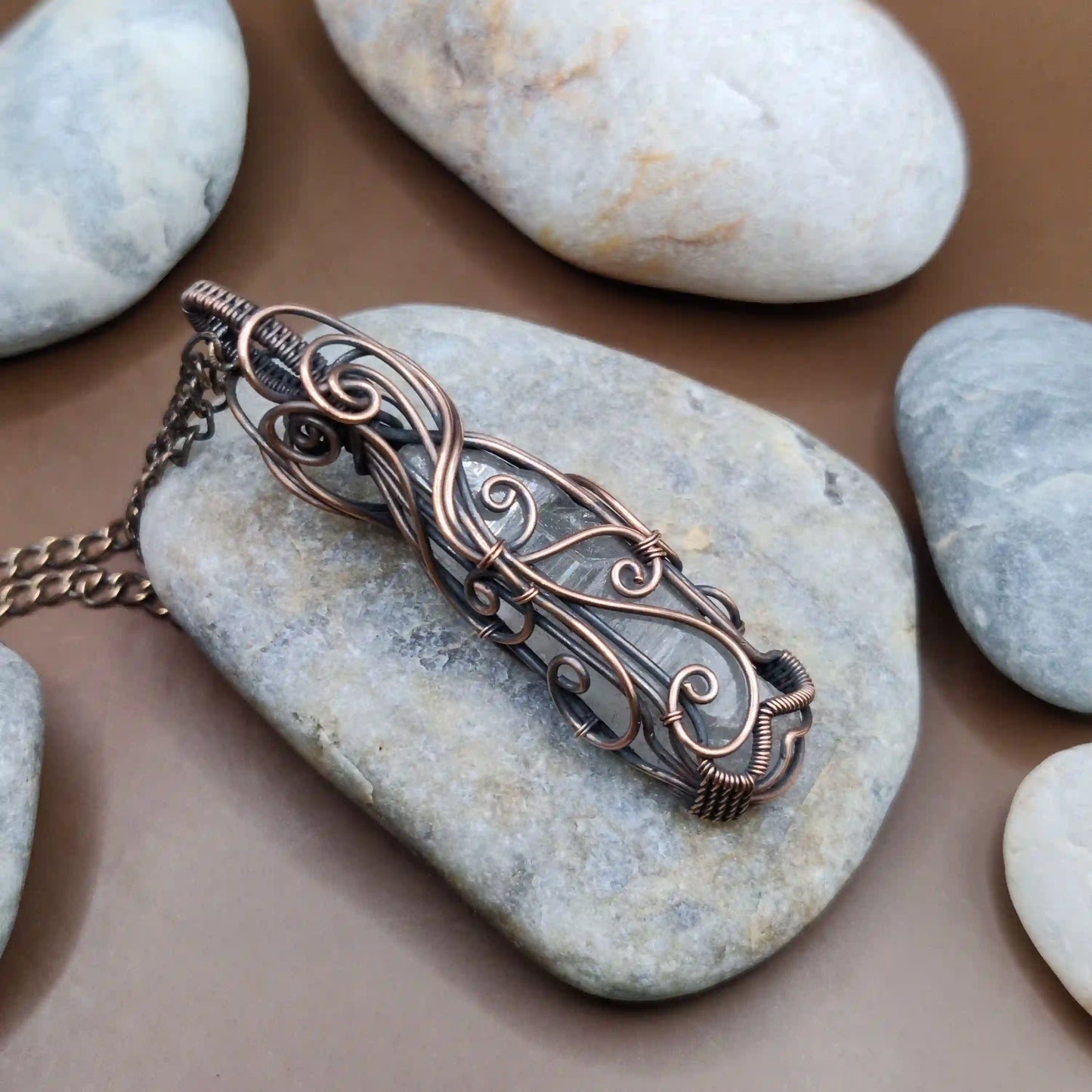 Aadhini- Clear Quartz Necklace - 002 By Sanguine Aura Handcrafted Jewellery. Healing Benefits of Clear Quartz - Clarity, focus, balance, amplifies energy, heals.