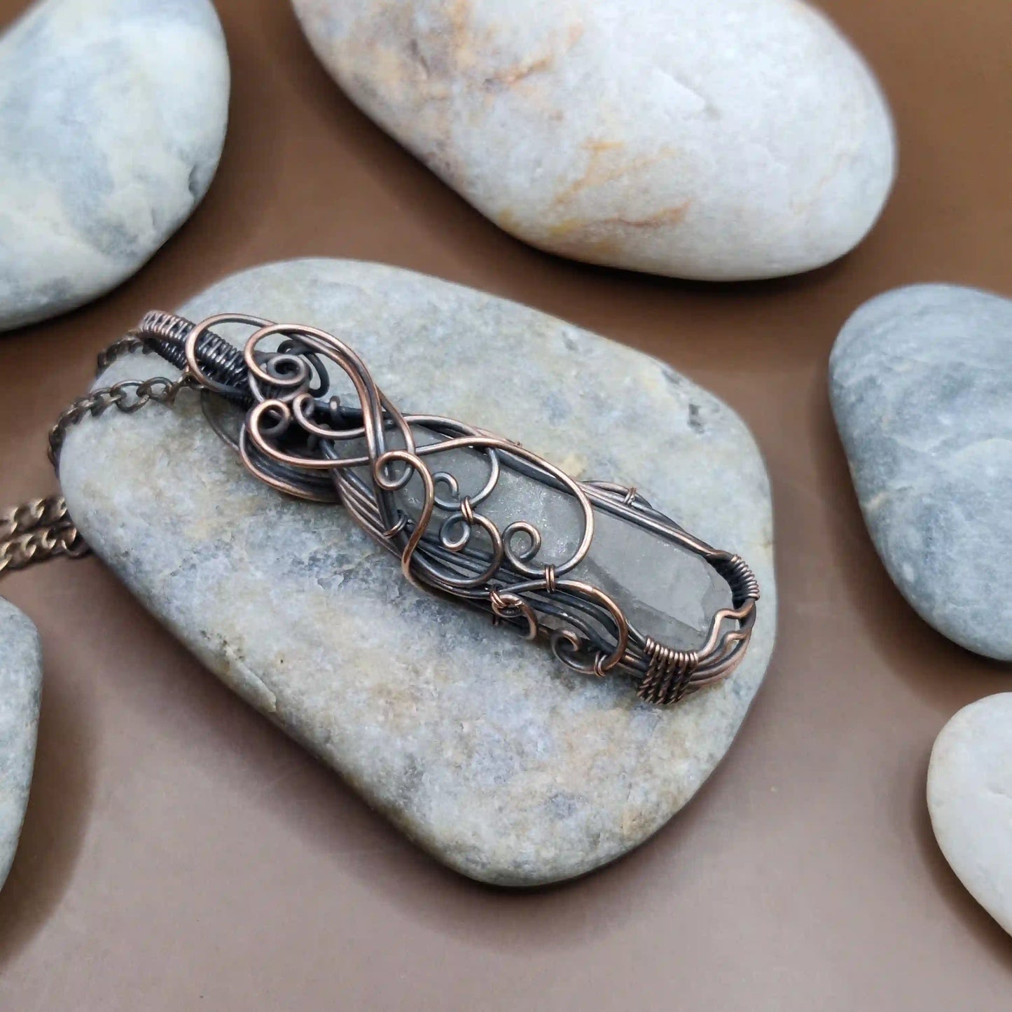 Aadhini- Clear Quartz Necklace - 002 SA1 By Sanguine Aura Handcrafted Jewellery