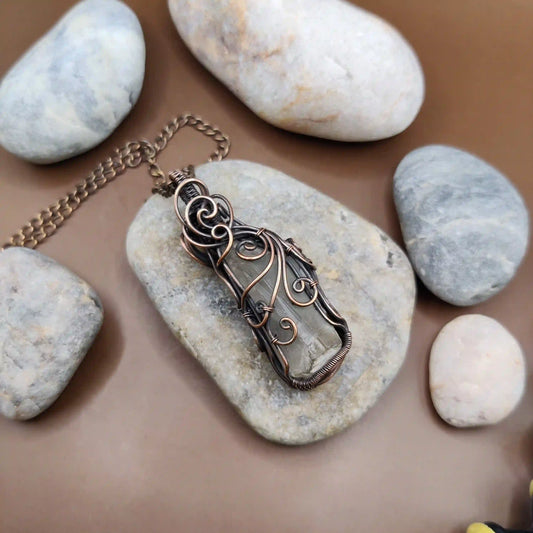 Aadhini- Clear Quartz Necklace - 003 By Sanguine Aura Handcrafted Jewellery.  Healing Benefits of Clear Quartz - Clarity, focus, balance, amplifies energy, heals.