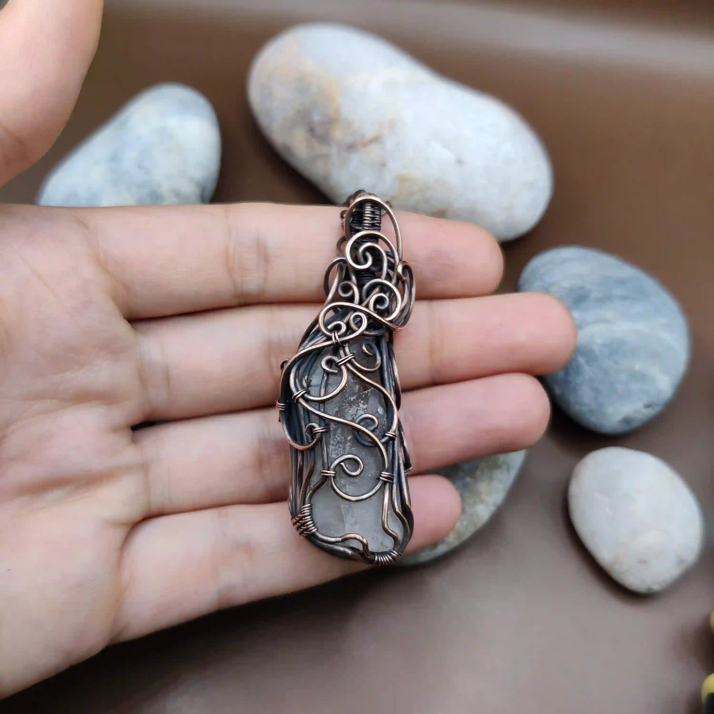 Aadhini- Clear Quartz Necklace - 003 SA4 By Sanguine Aura Handcrafted Jewellery