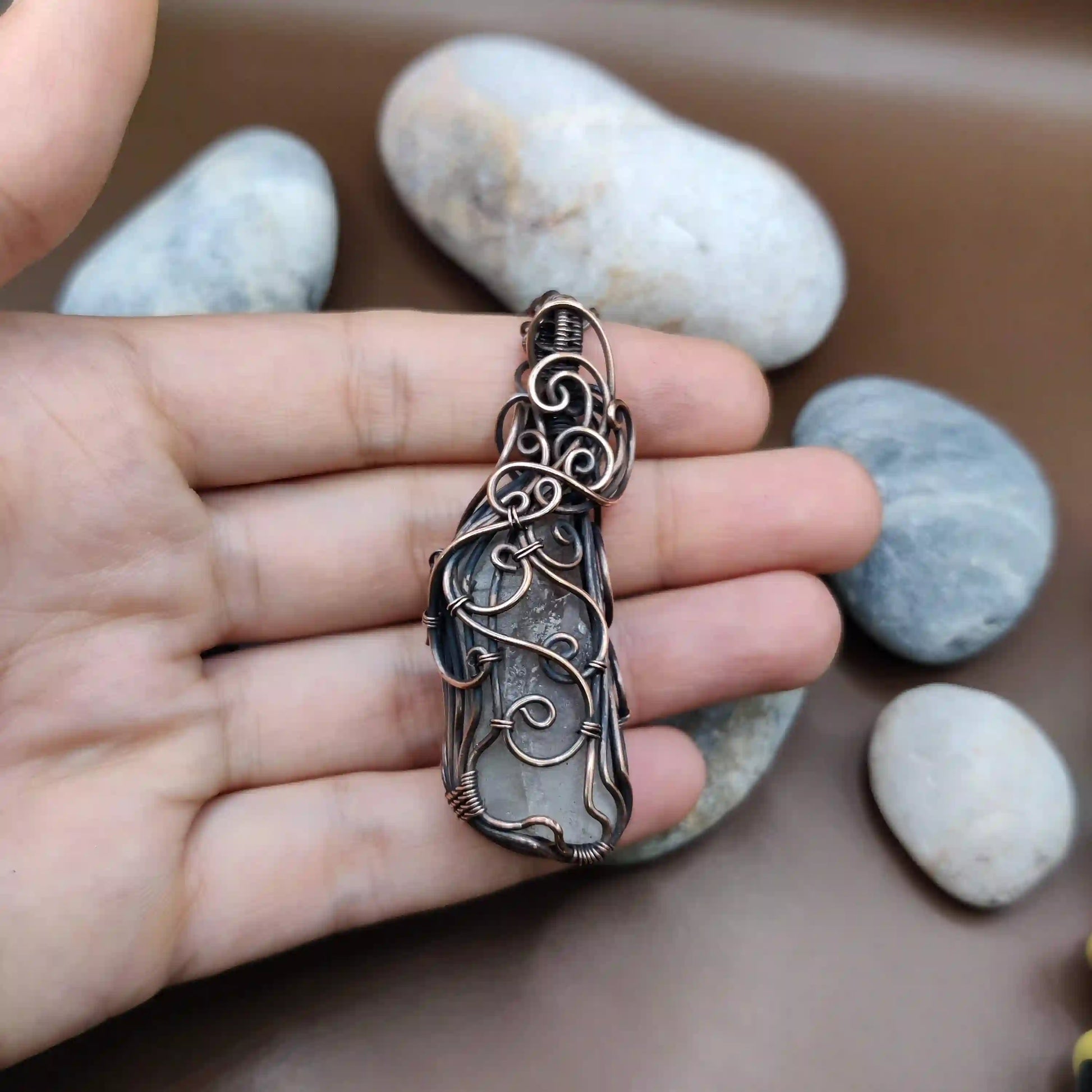 Aadhini- Clear Quartz Necklace - 003 SA4 By Sanguine Aura Handcrafted Jewellery