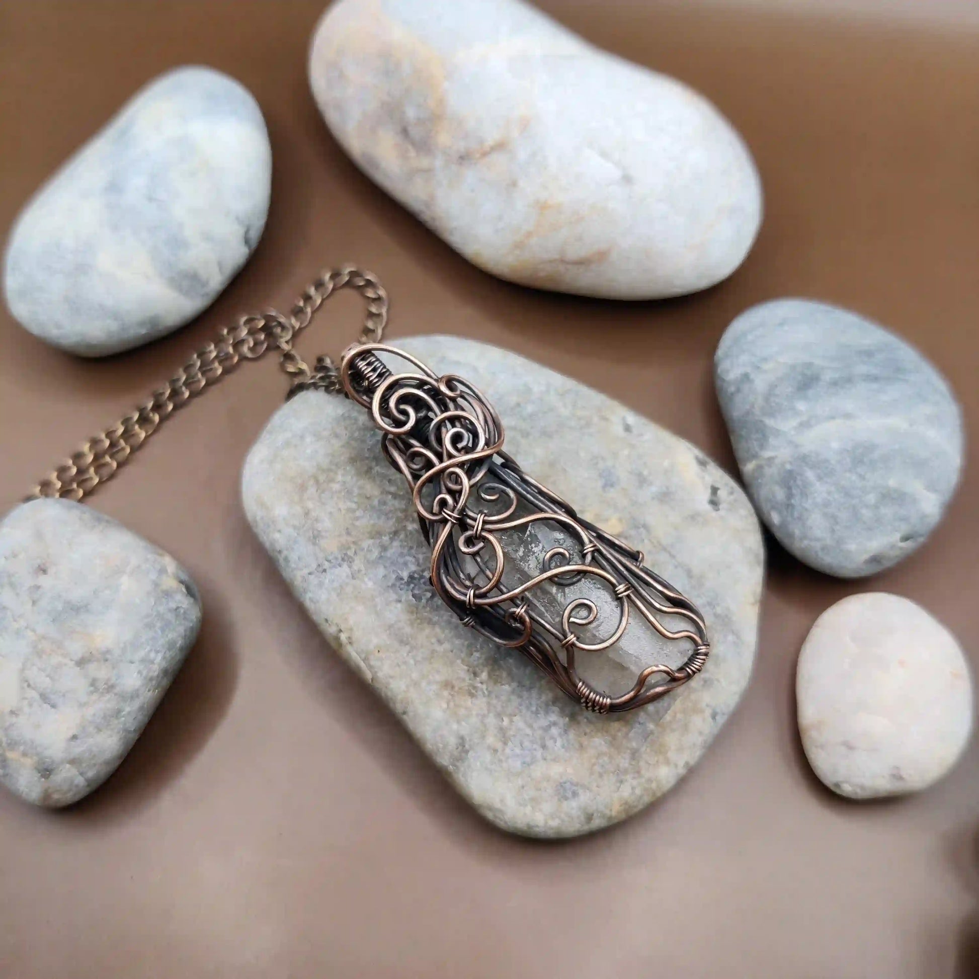 Aadhini- Clear Quartz Necklace - 003 SA5 By Sanguine Aura Handcrafted Jewellery