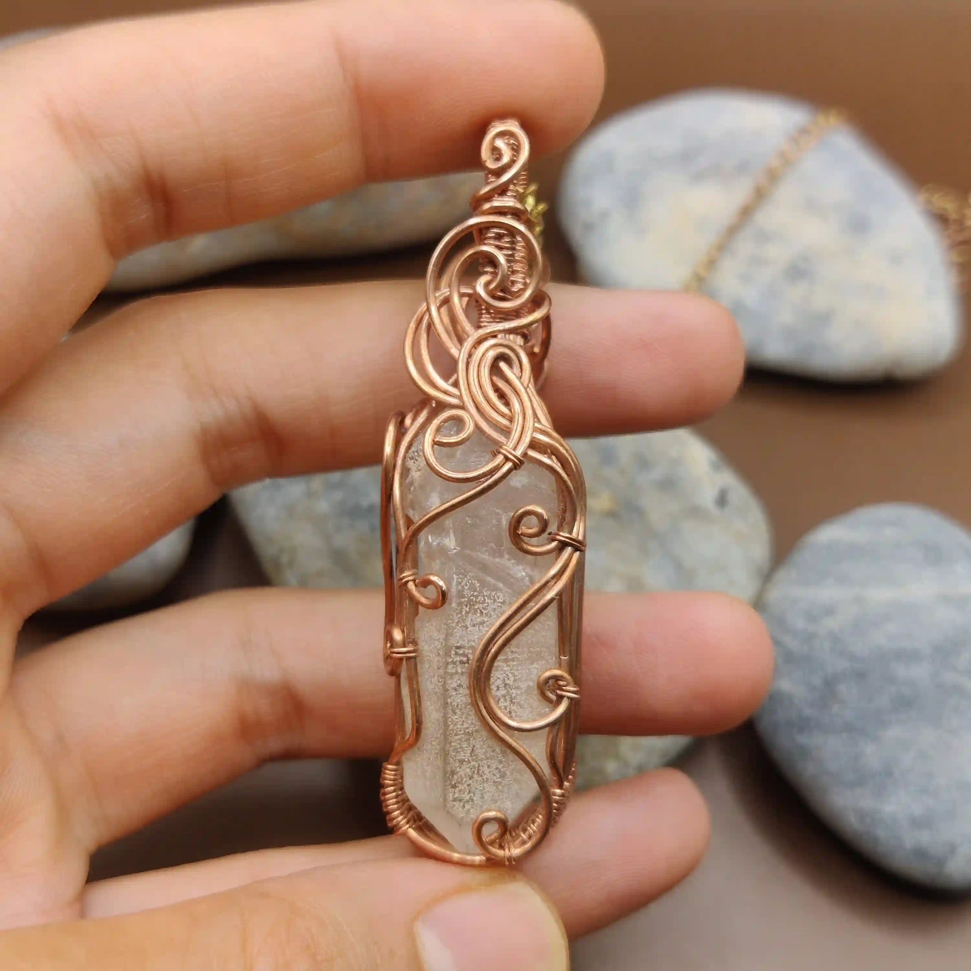 Aadhini- Clear Quartz Necklace - 007 SA2 By Sanguine Aura Handcrafted Jewellery