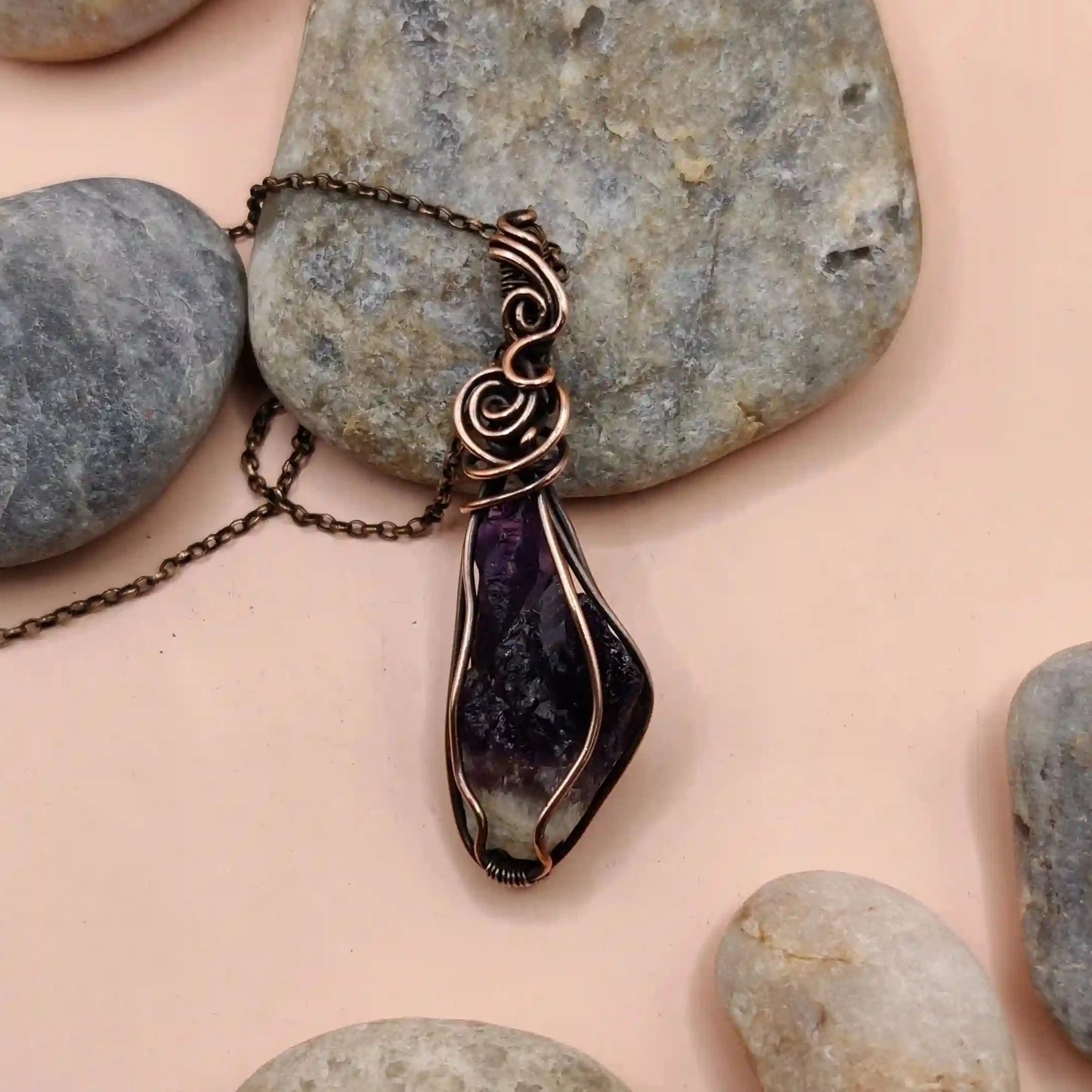 Aadhini - Amethyst Necklace 003 By Sanguine Aura Handcrafted Jewellery. Healing Benefits Of Amethyst - eases stress, promotes sleep, and brings clarity.