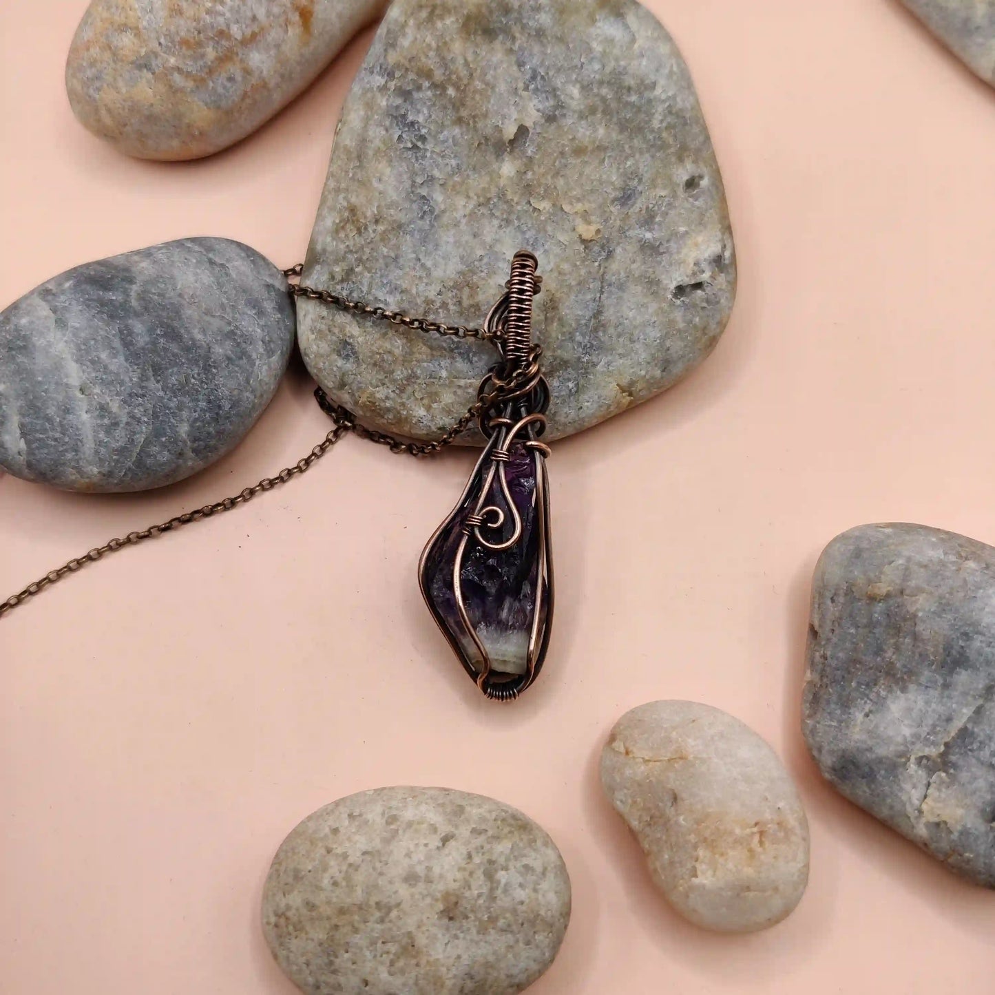 Aadhini - Amethyst Necklace 003 SA1 By Sanguine Aura Handcrafted Jewellery