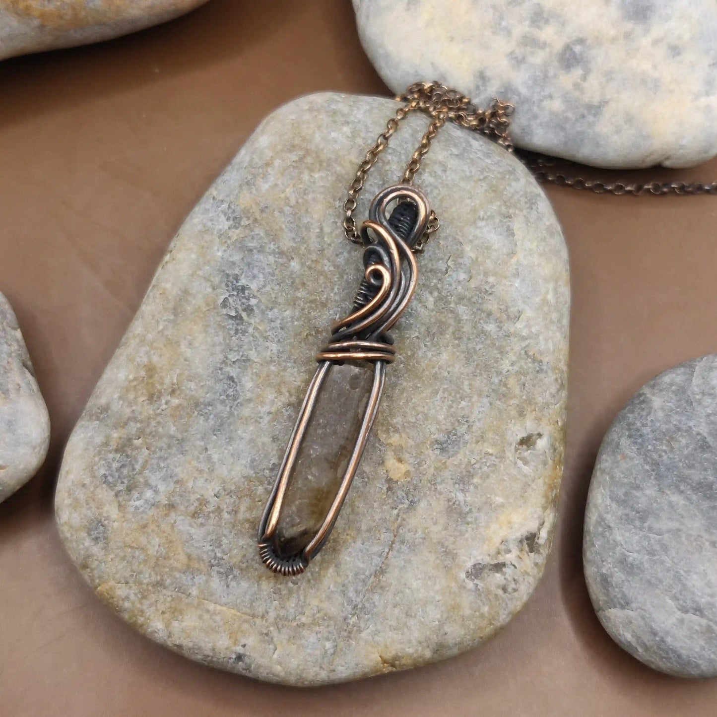 Aadhini - Kundalini Quartz - Citrine Necklace 003 By Sanguine Aura Handcrafted Jewellery. Healing Benefits Of Raw Kundalini Citrine - Abundance, creativity, confidence, balance, energy.