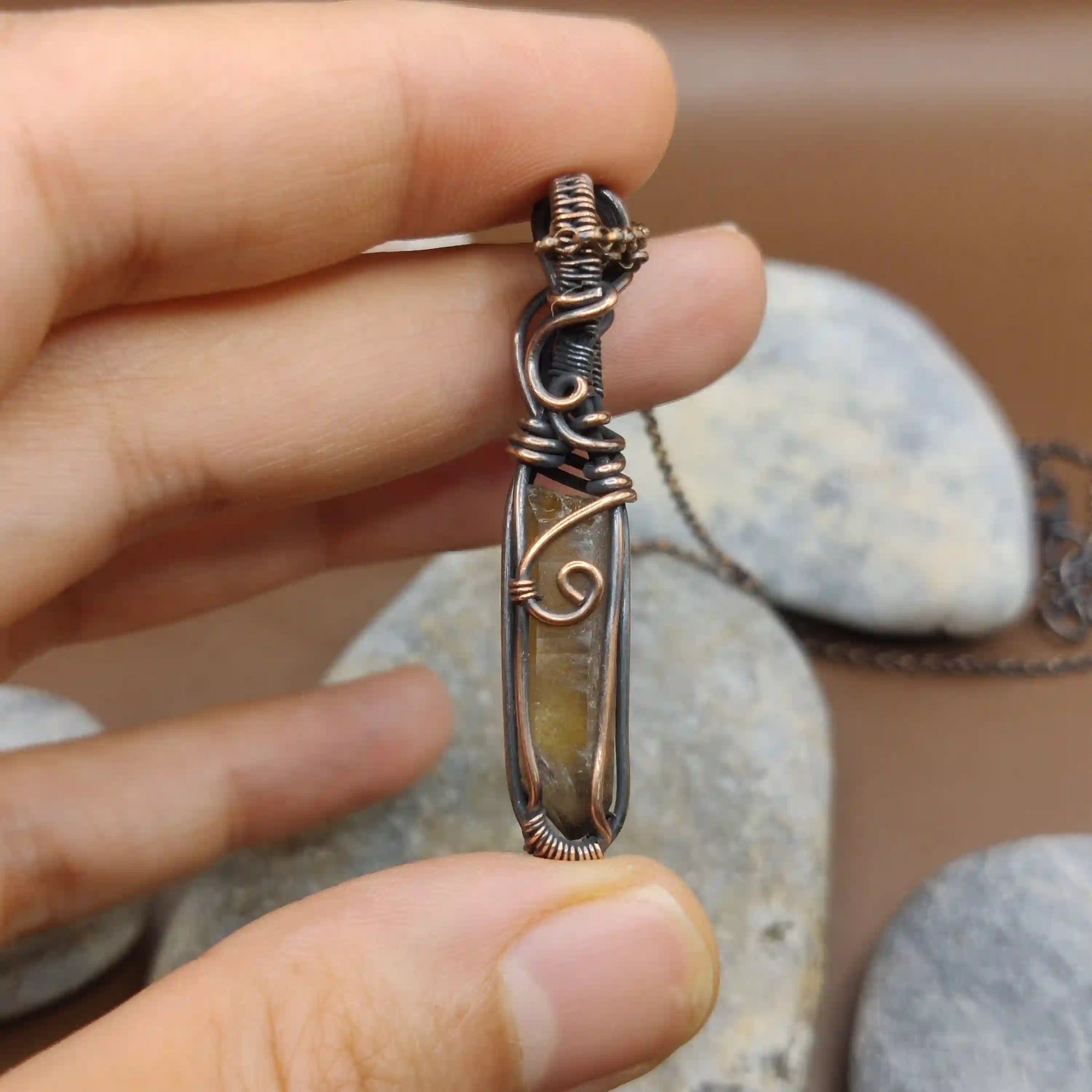 Aadhini - Kundalini Quartz - Citrine Necklace 003 SA3 By Sanguine Aura Handcrafted Jewellery