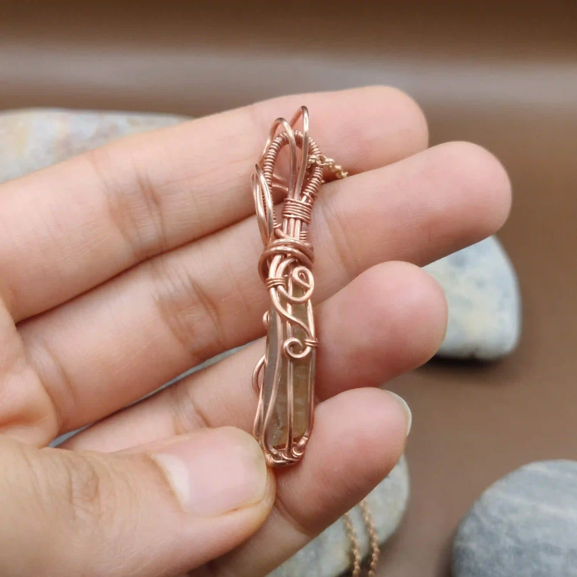 Aadhini - Kundalini Quartz / Citrine Necklace 0010 SA1 By Sanguine Aura Handcrafted Jewellery