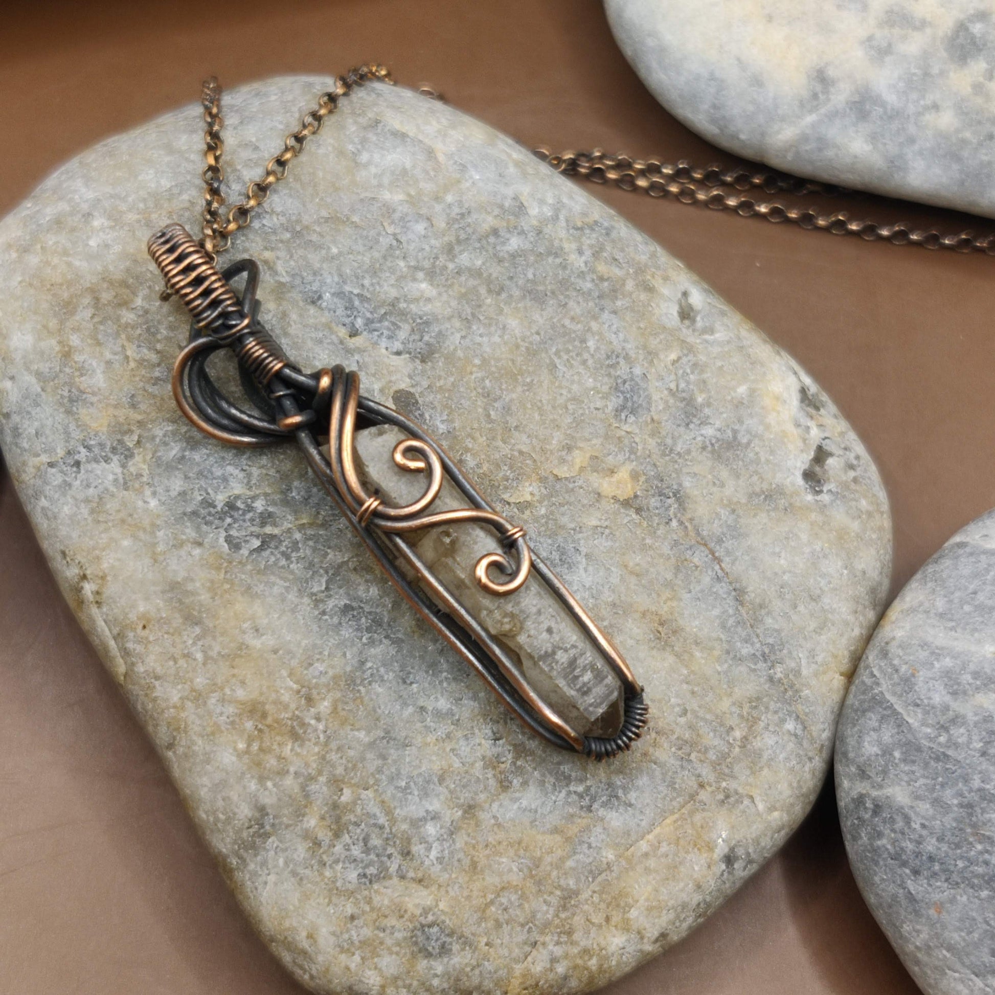 Aadhini - Kundalini Quartz / Citrine Necklace 005 SA1 By Sanguine Aura Handcrafted Jewellery