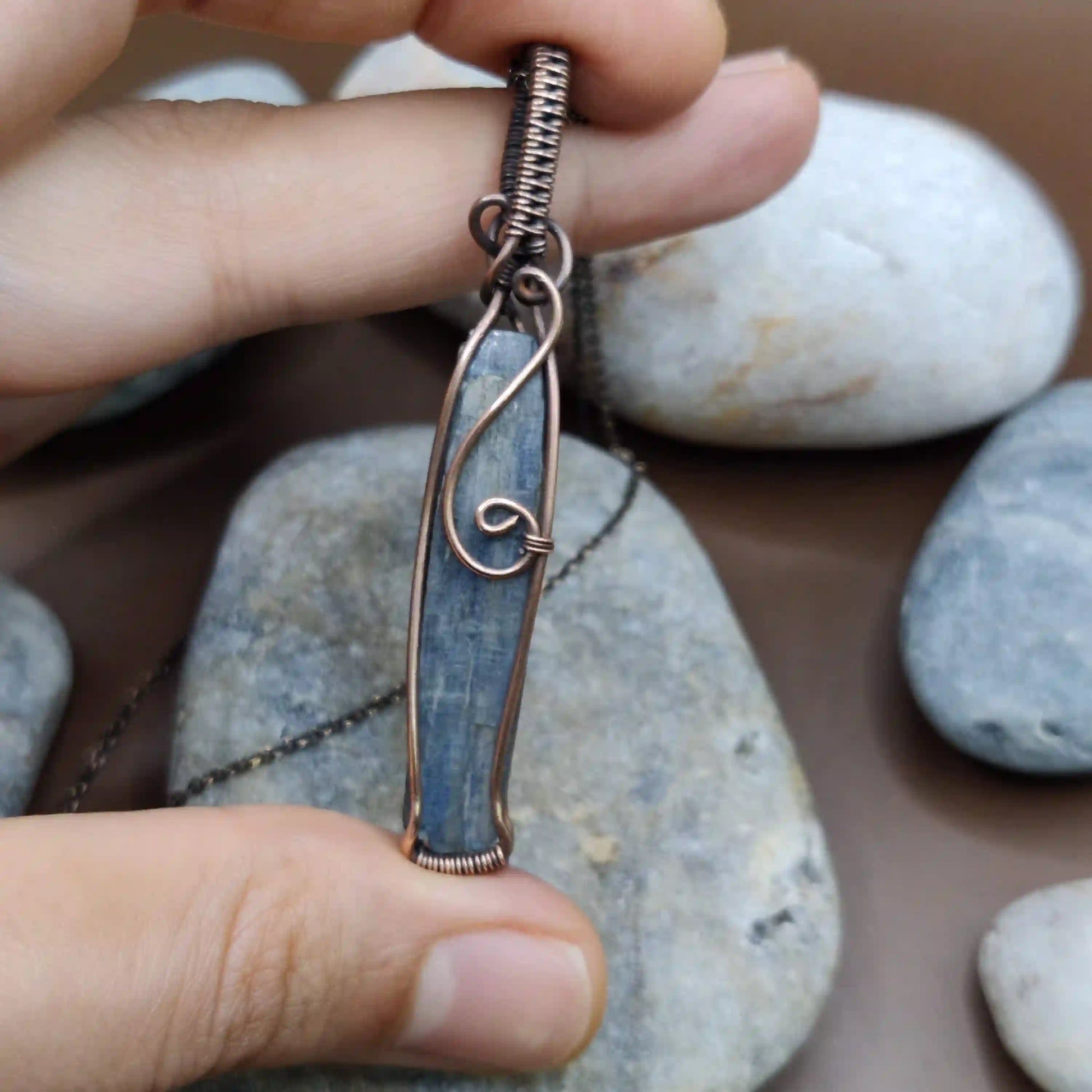 Aadhini - Kyanite Necklace 001 SA3 By Sanguine Aura Handcrafted Jewellery