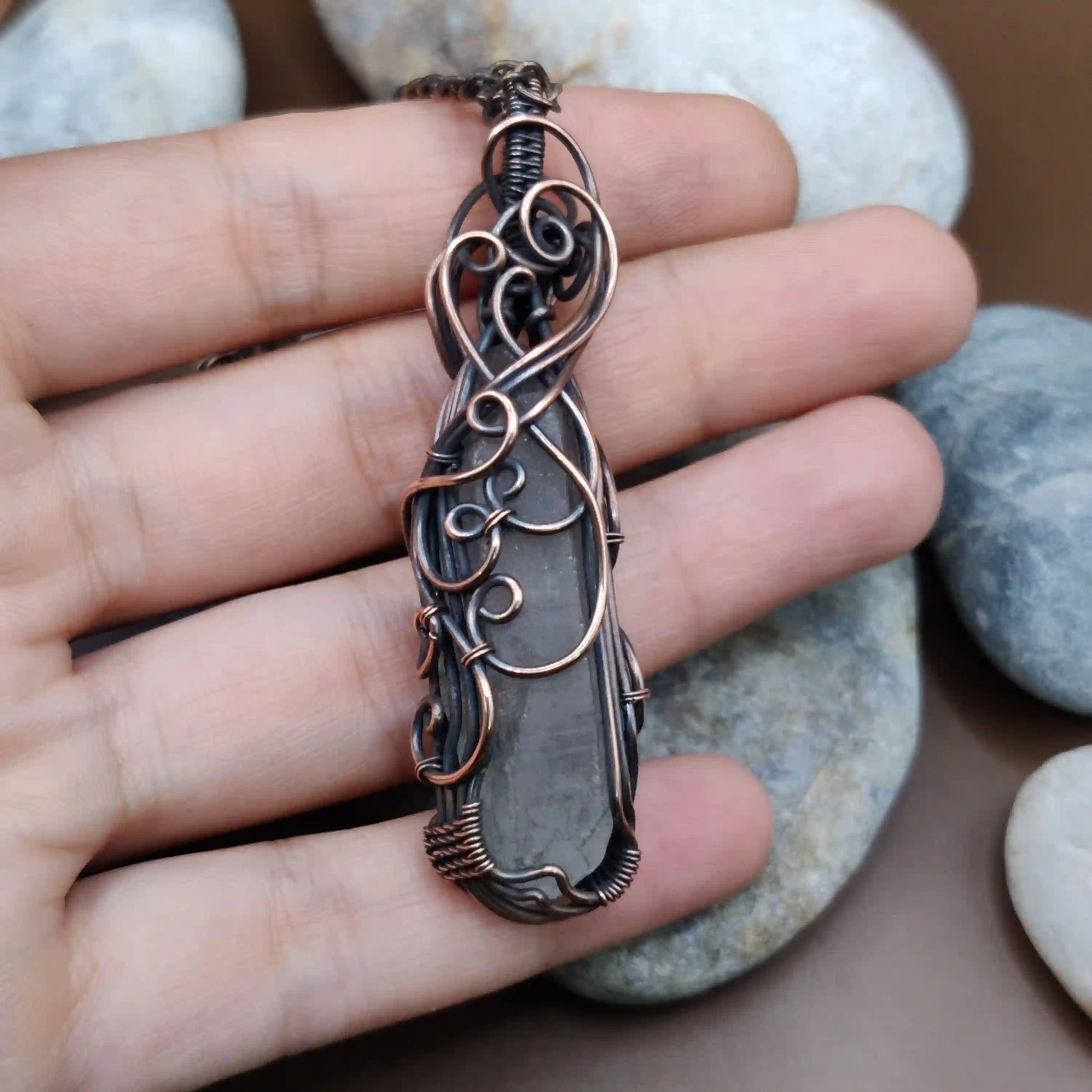 Aadhini- Clear Quartz Necklace - 002 SA13 By Sanguine Aura Handcrafted Jewellery