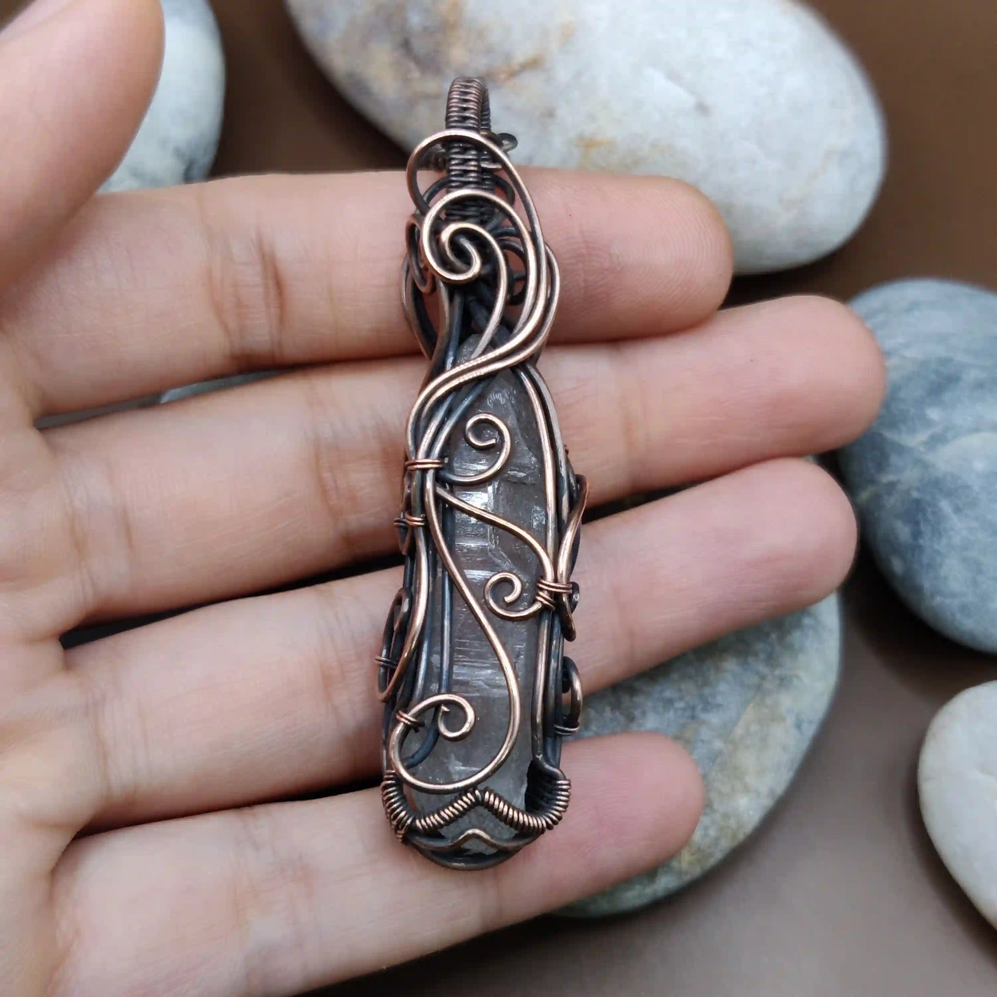 Aadhini- Clear Quartz Necklace - 002 SA14 By Sanguine Aura Handcrafted Jewellery