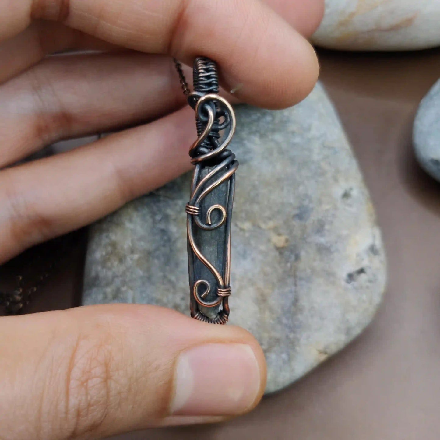 Aadhini - Kyanite Necklace 003 SA4 By Sanguine Aura Handcrafted Jewellery