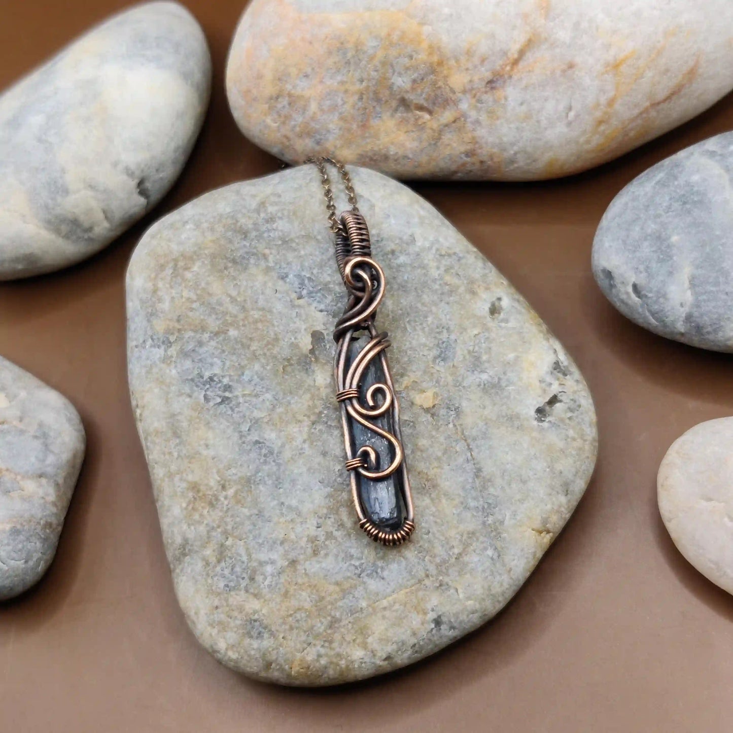 Aadhini - Kyanite Necklace 003 SA7 By Sanguine Aura Handcrafted Jewellery