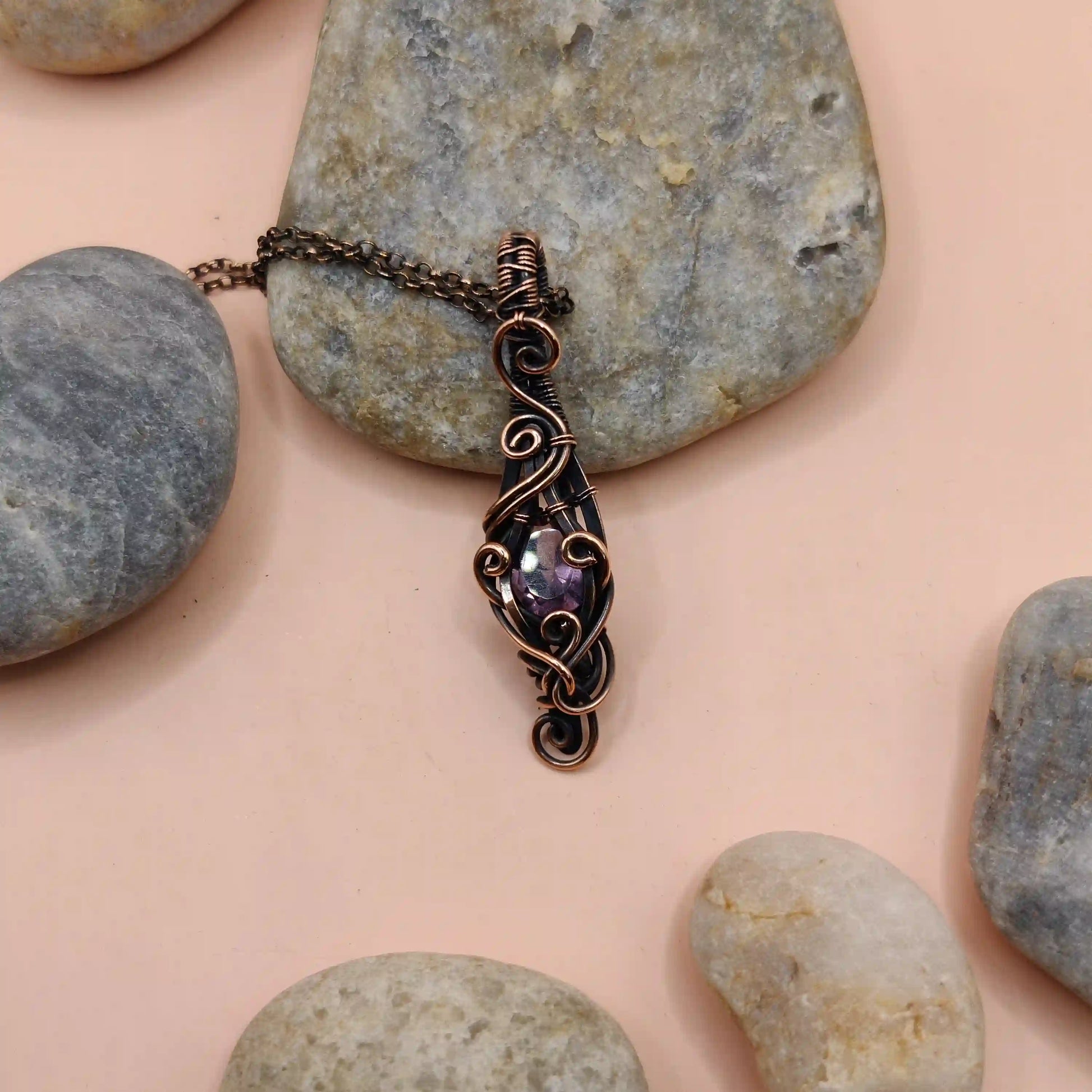Aaheli - Amethyst Necklace By Sanguine Aura Handcrafted Jewellery. Healing Benefits Of Amethyst -  eases stress, promotes sleep, and brings clarity.