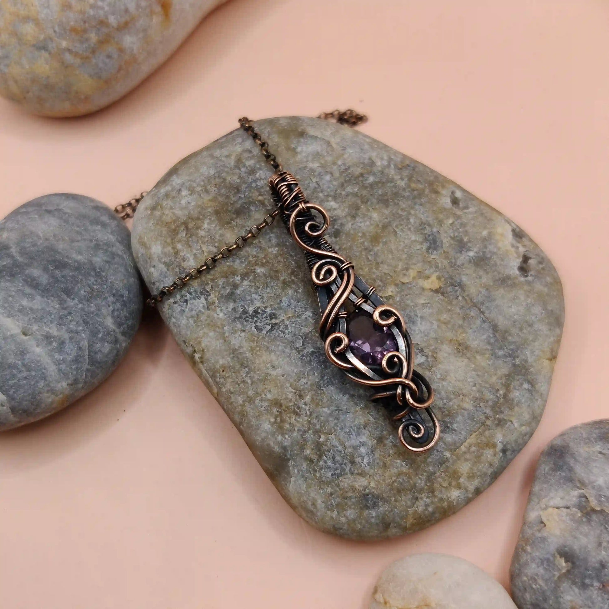Aaheli - Amethyst Necklace SA1 By Sanguine Aura Handcrafted Jewellery