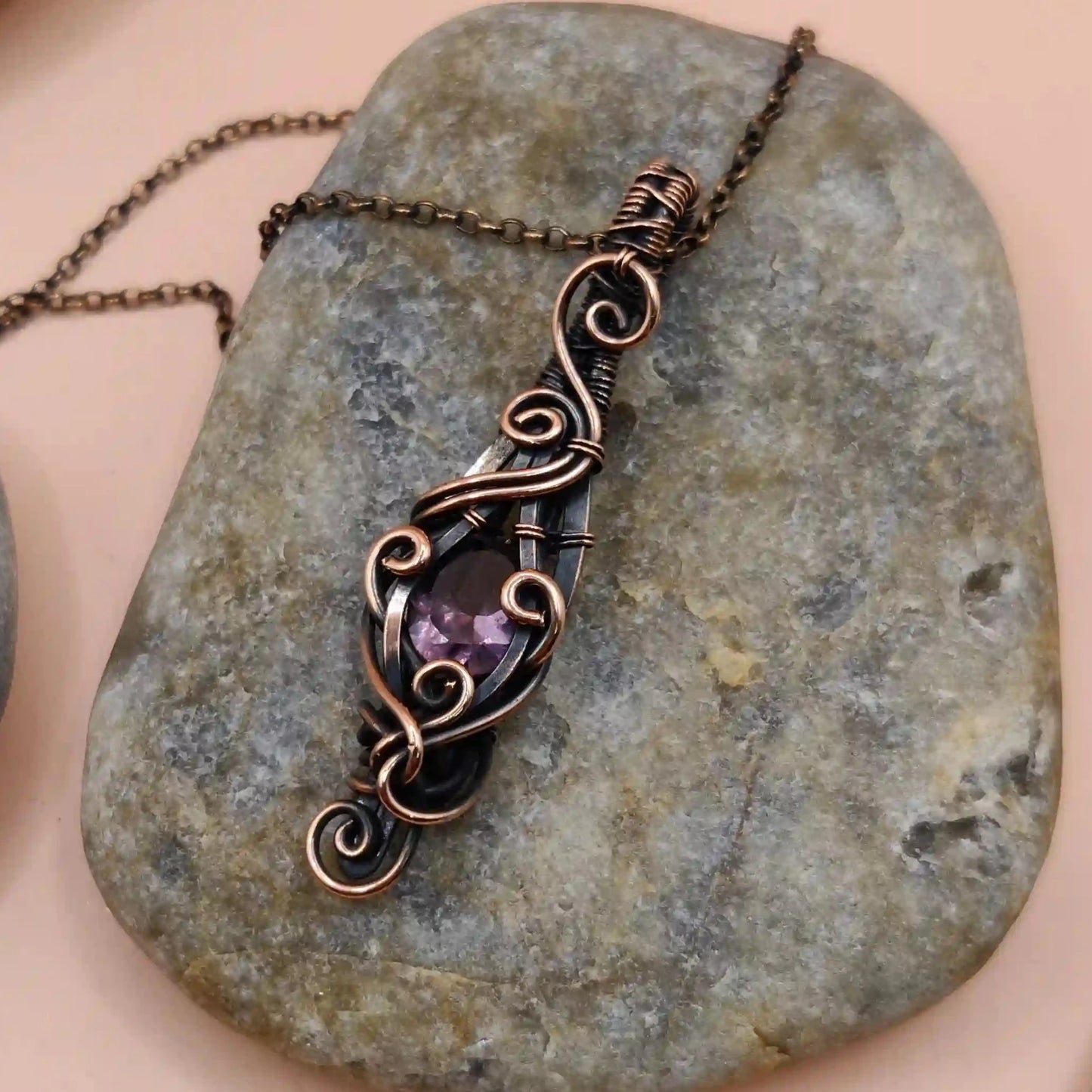 Aaheli - Amethyst Necklace SA2 By Sanguine Aura Handcrafted Jewellery