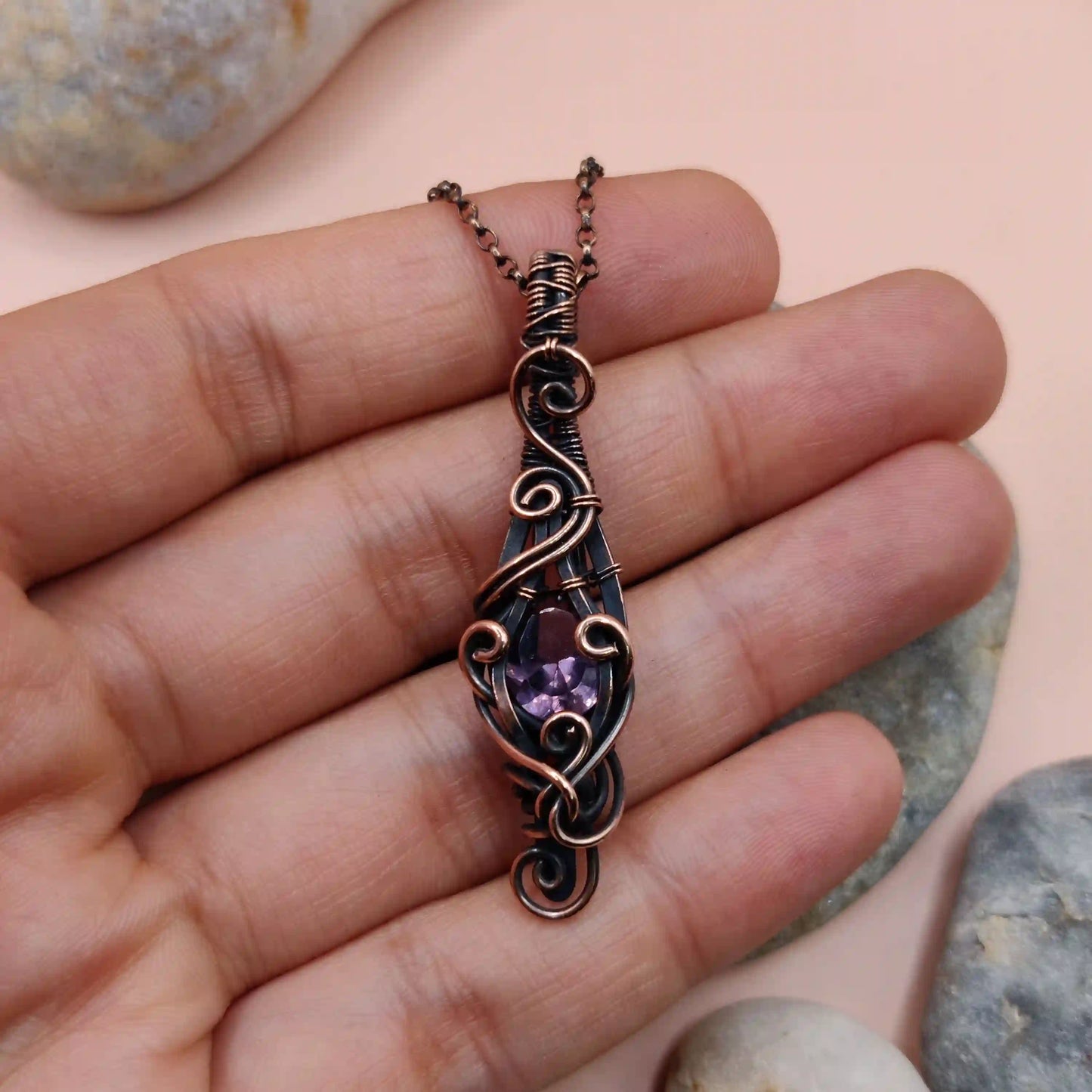 Aaheli - Amethyst Necklace SA4 By Sanguine Aura Handcrafted Jewellery
