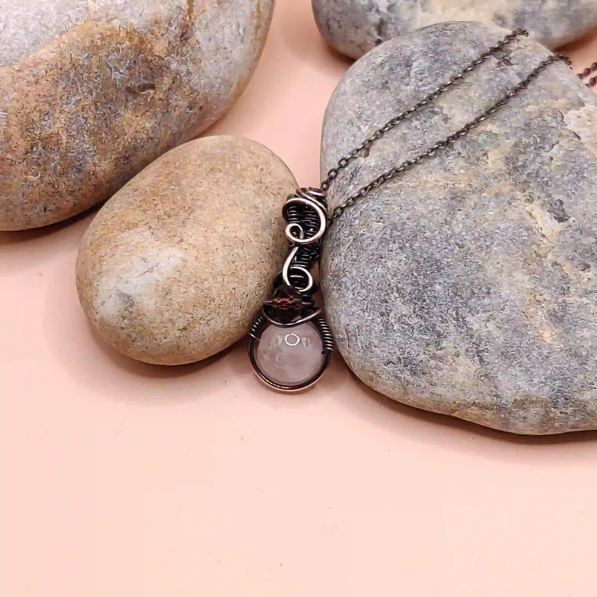 Aaradhya – Rose Quartz Necklaces SA18 By Sanguine Aura Handcrafted Jewellery