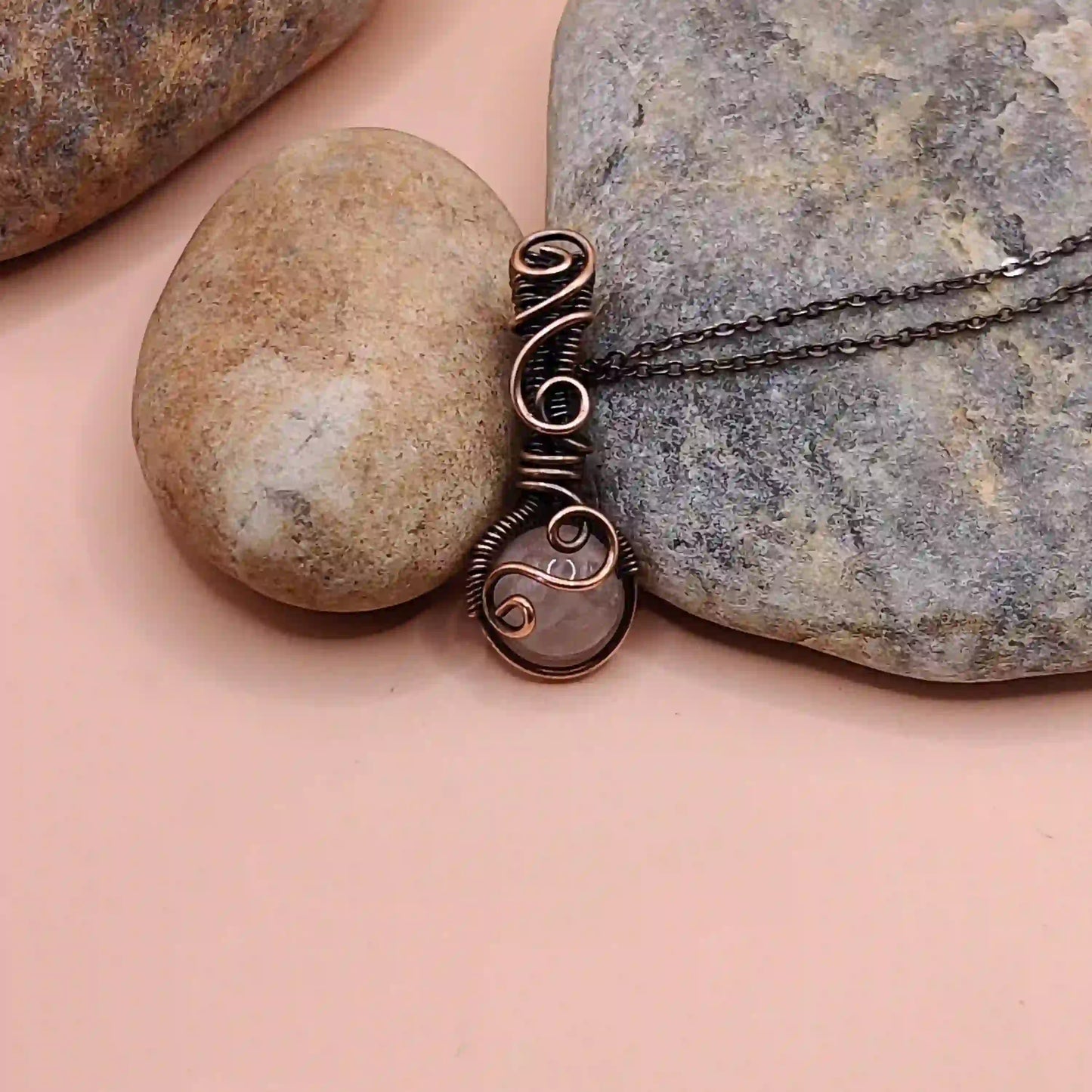 Aaradhya – Rose Quartz Necklaces SA22 By Sanguine Aura Handcrafted Jewellery