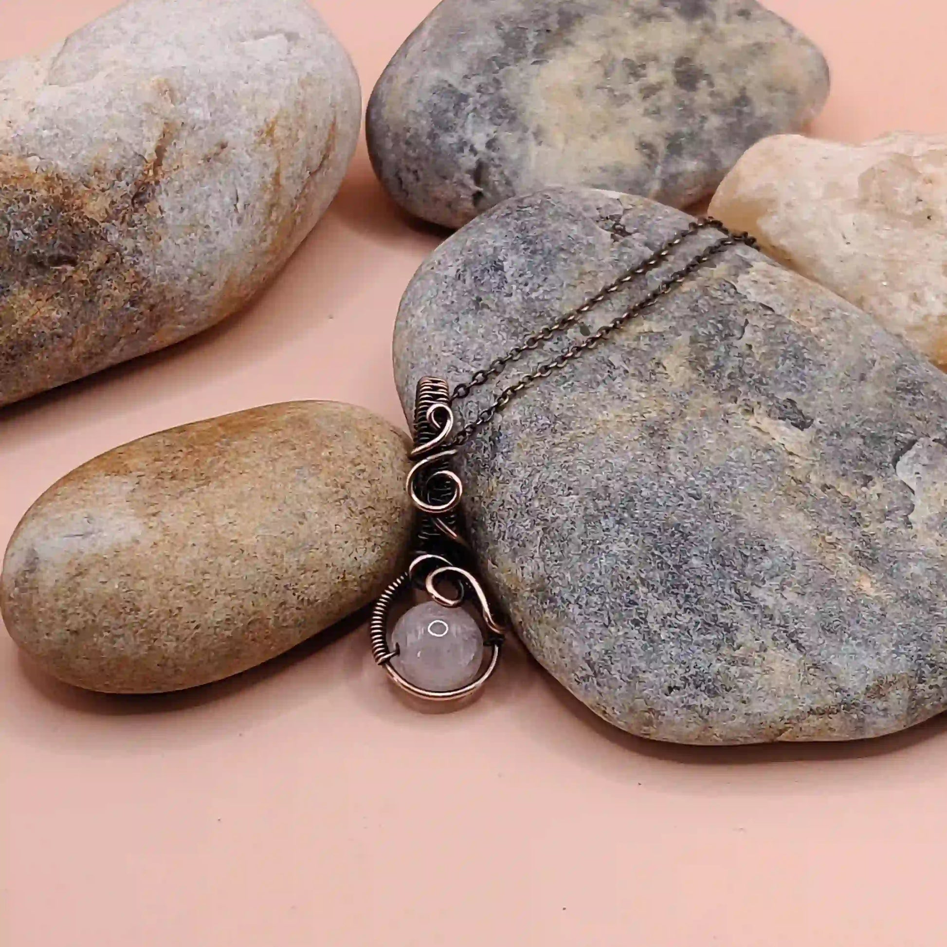 Aaradhya – Rose Quartz Necklaces SA25 By Sanguine Aura Handcrafted Jewellery