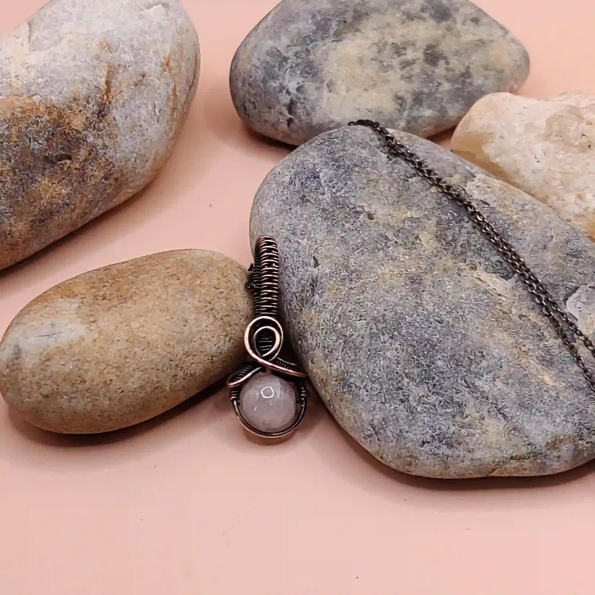Aaradhya – Rose Quartz Necklaces SA28 By Sanguine Aura Handcrafted Jewellery