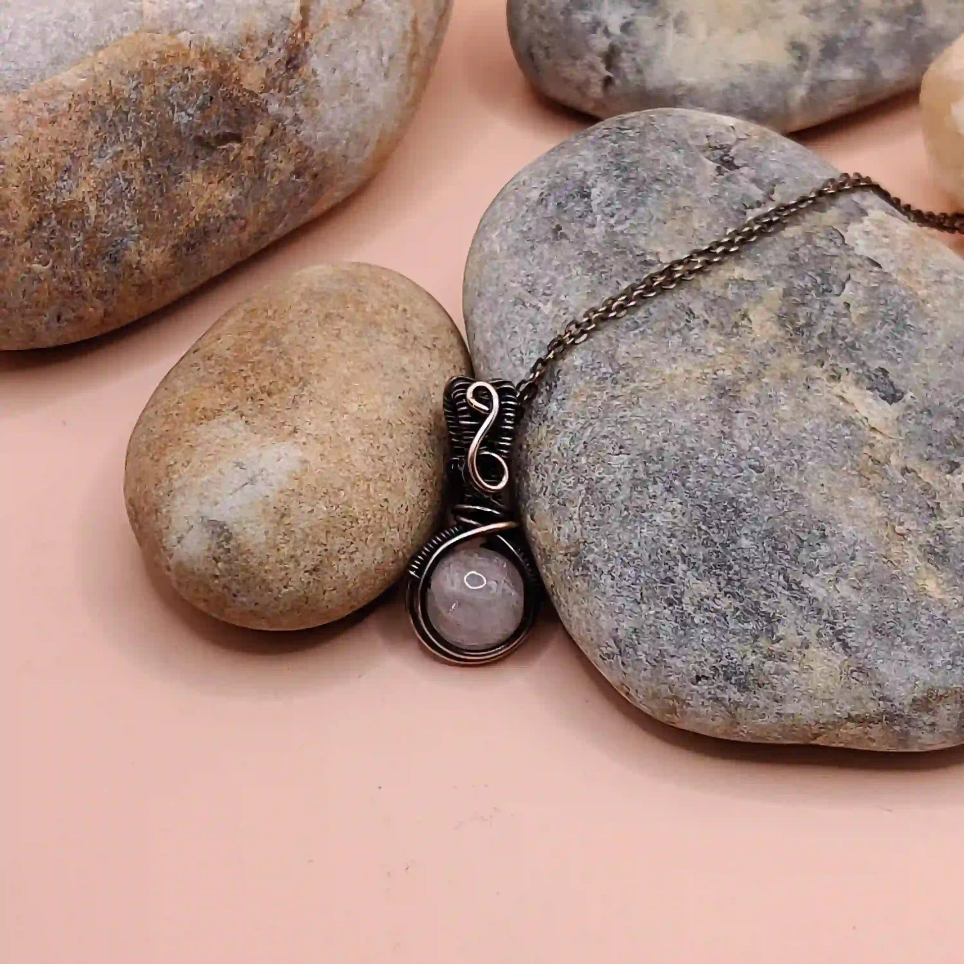 Aaradhya – Rose Quartz Necklaces SA7 By Sanguine Aura Handcrafted Jewellery