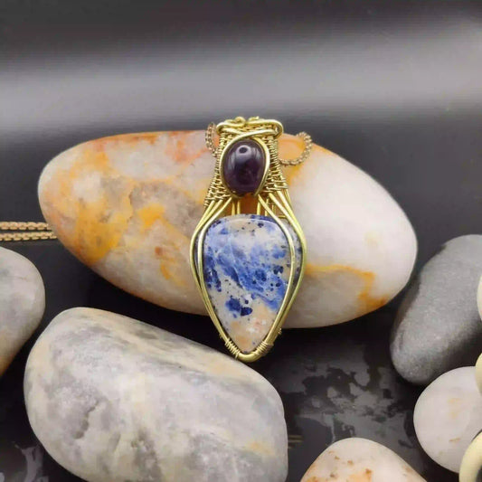Advithi- Sodalite And Amethyst Necklace SA1 By Sanguine Aura Handcrafted Jewellery