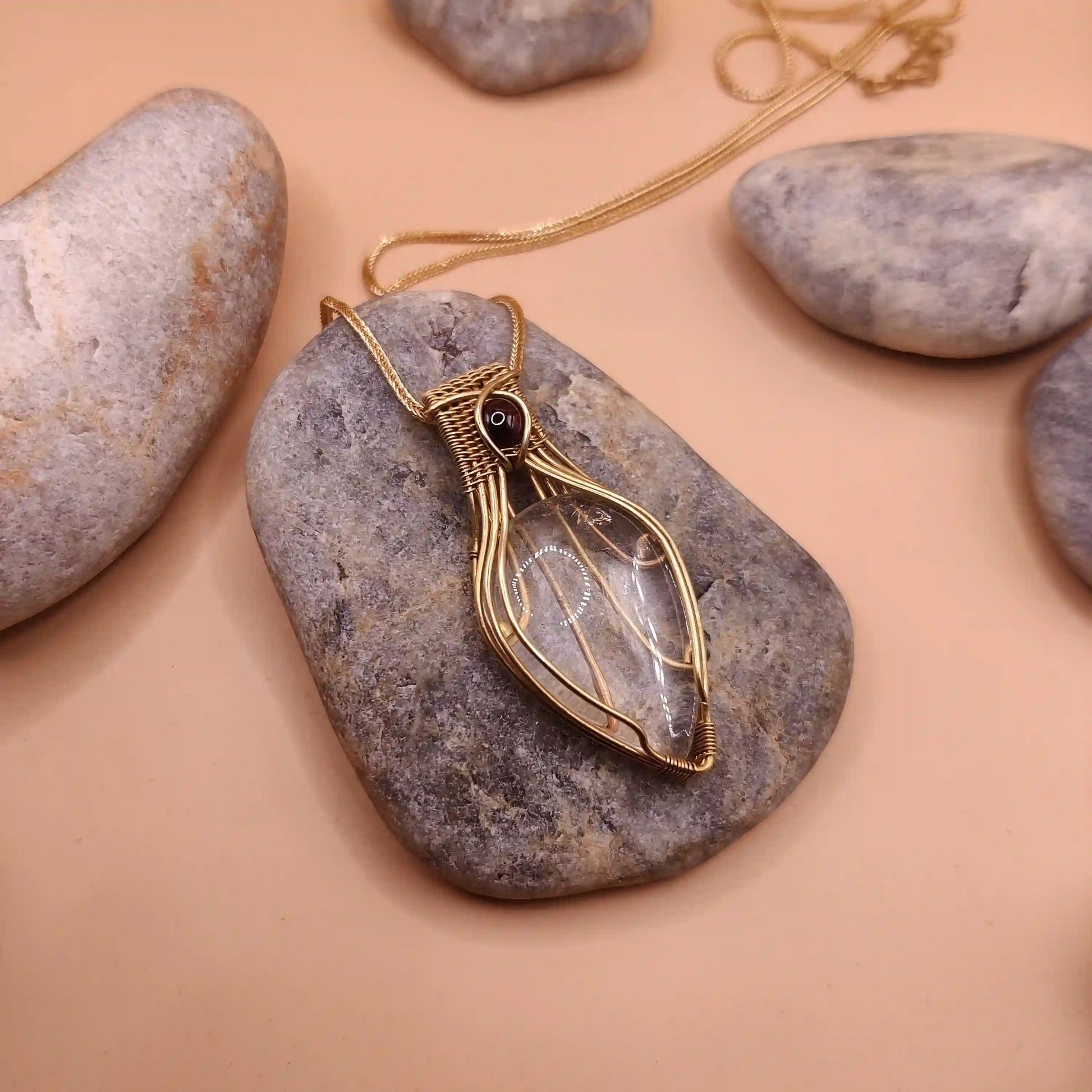 Advithi - Clear Quartz and Garnet Necklace 002 SA1 By Sanguine Aura Handcrafted Jewellery