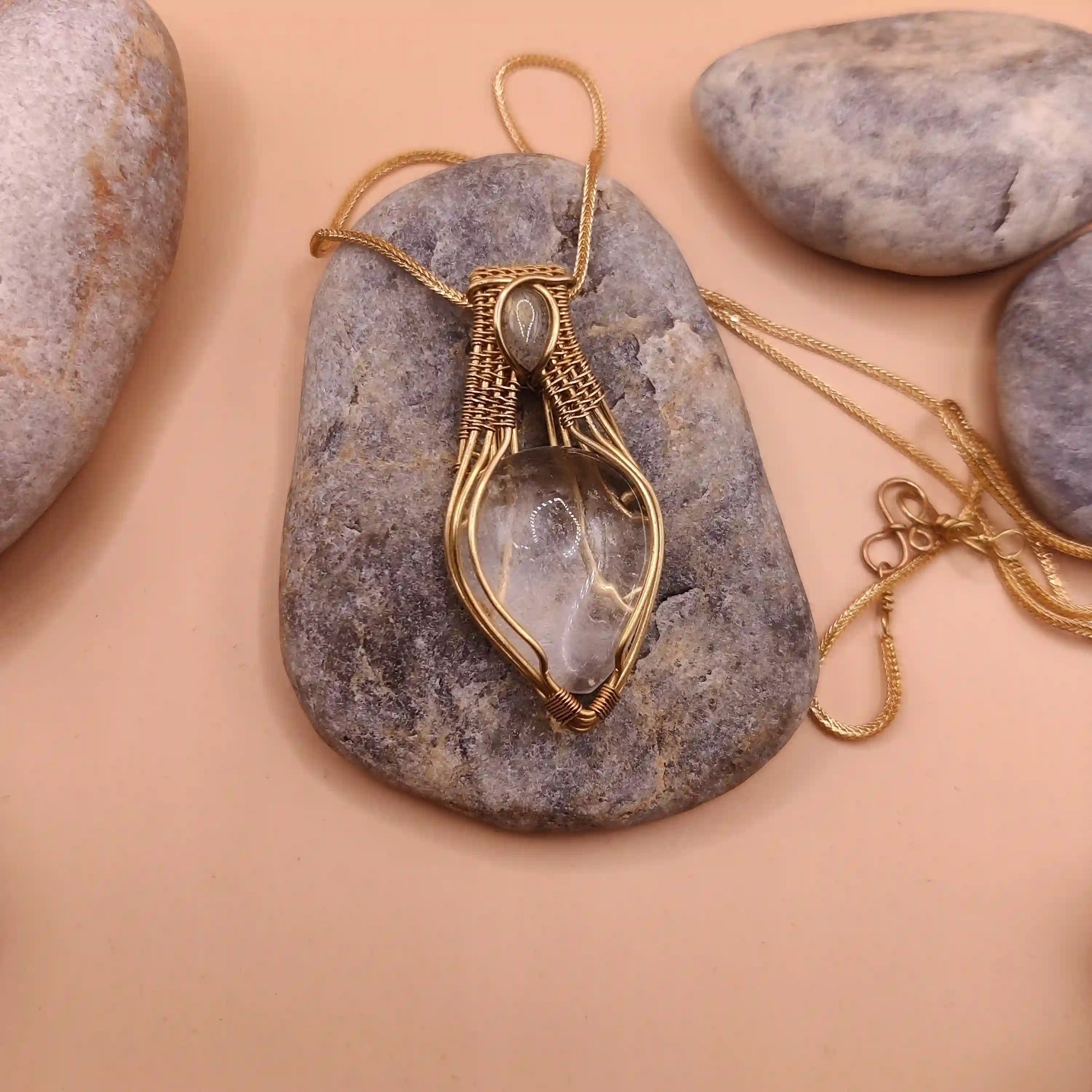 Advithi - Clear Quartz and Lapis Lazuli Necklace 003 SA1 By Sanguine Aura Handcrafted Jewellery