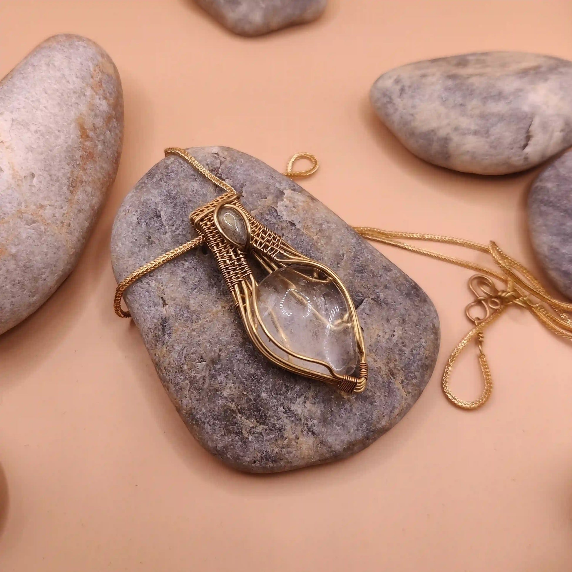 Advithi - Clear Quartz and Lapis Lazuli Necklace 003 SA3 By Sanguine Aura Handcrafted Jewellery