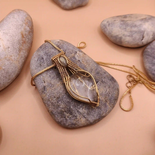 Advithi - Clear Quartz and Lapis Lazuli Necklace 003 SA3 By Sanguine Aura Handcrafted Jewellery