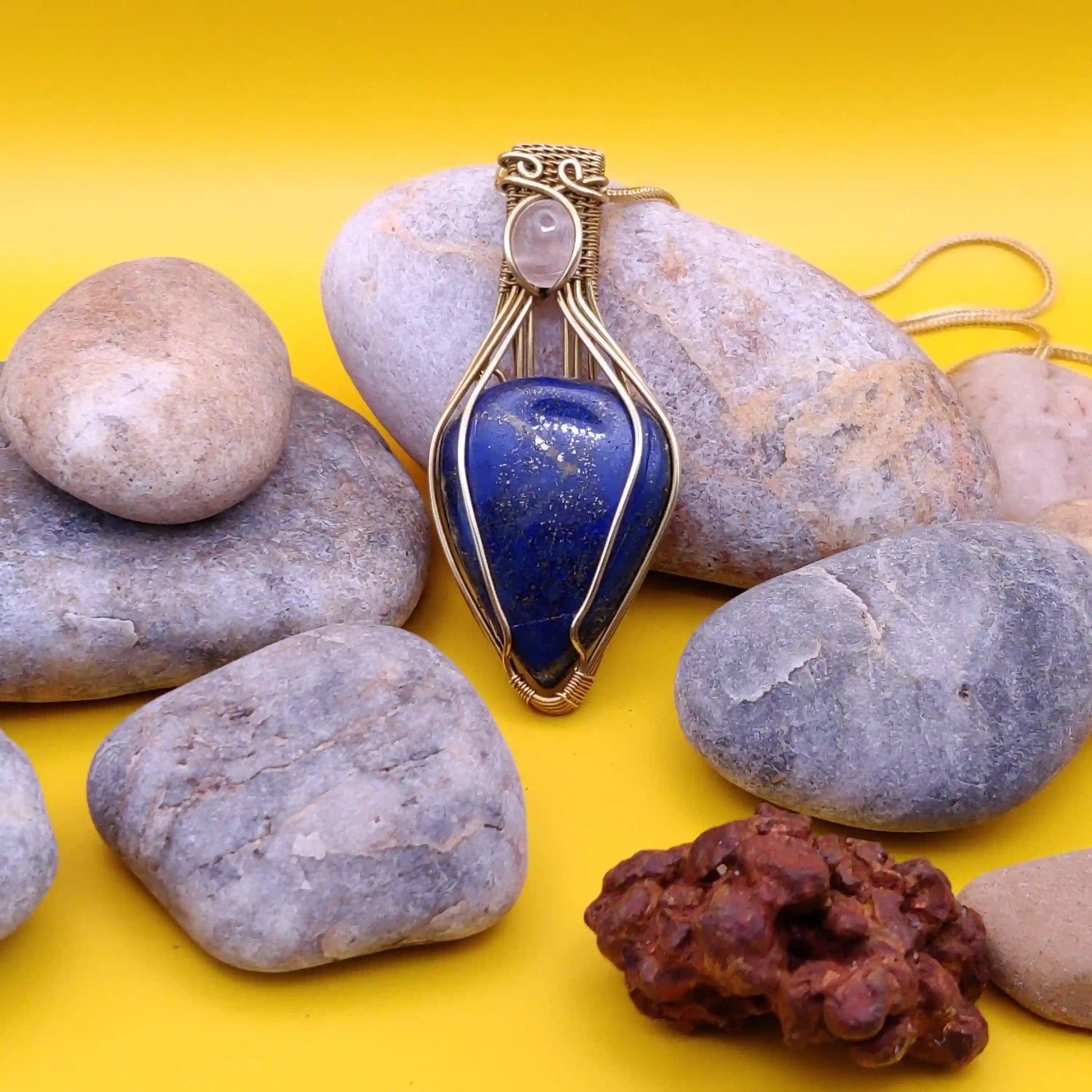 Advithi - Lapis Lazuli and Rose Quartz Necklace-004 SA1 By Sanguine Aura Handcrafted Jewellery