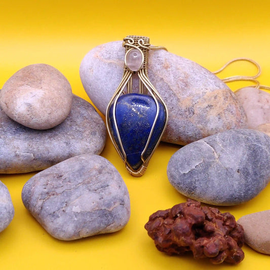 Advithi - Lapis Lazuli and Rose Quartz Necklace-004 SA1 By Sanguine Aura Handcrafted Jewellery