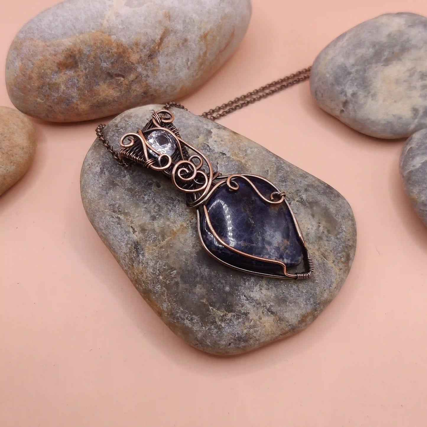 Advithi - Sodalite and Cubic Zirconia By Sanguine Aura Handcrafted Jewellery Necklace
