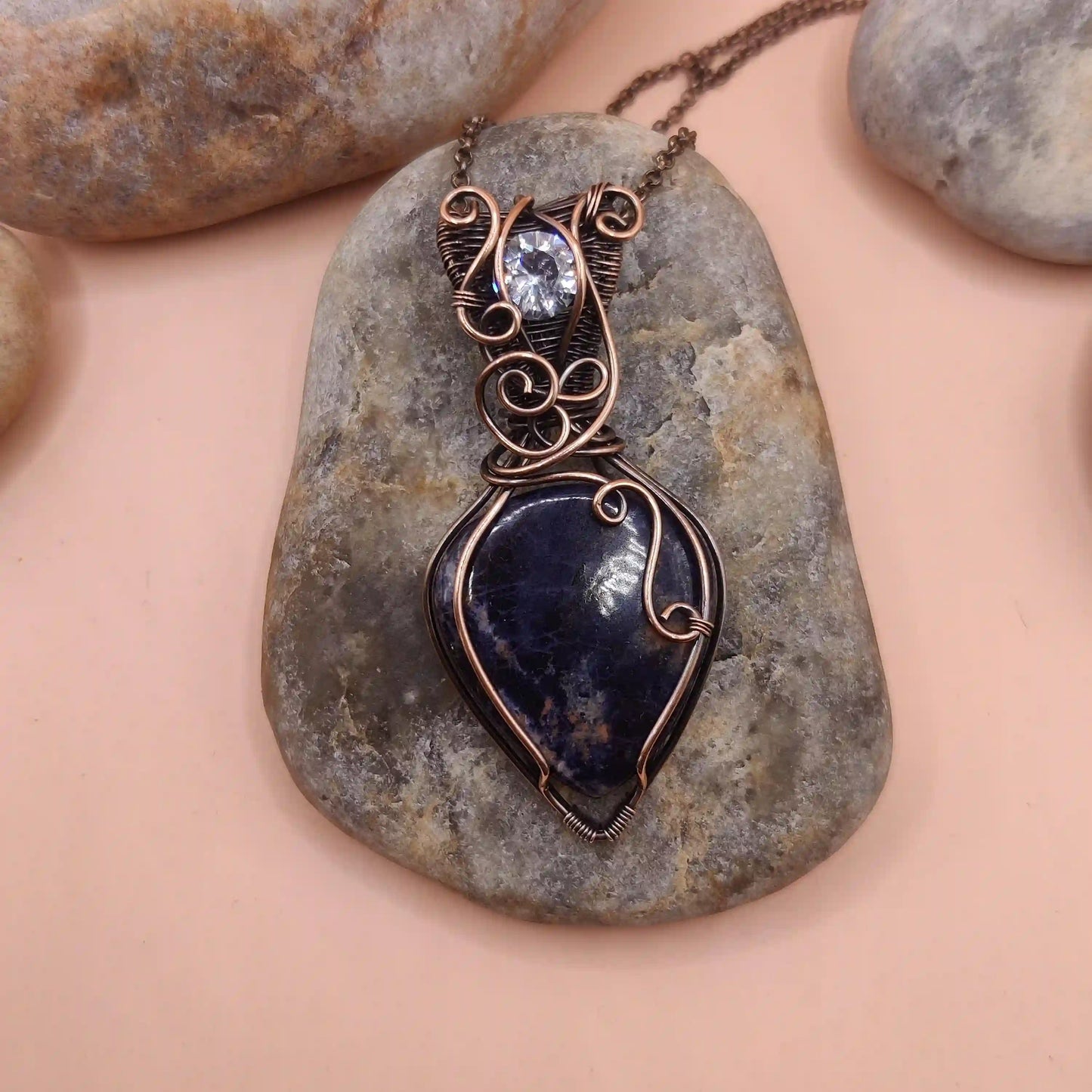 Advithi - Sodalite and Cubic Zirconia SA1 By Sanguine Aura Handcrafted Jewellery Necklace