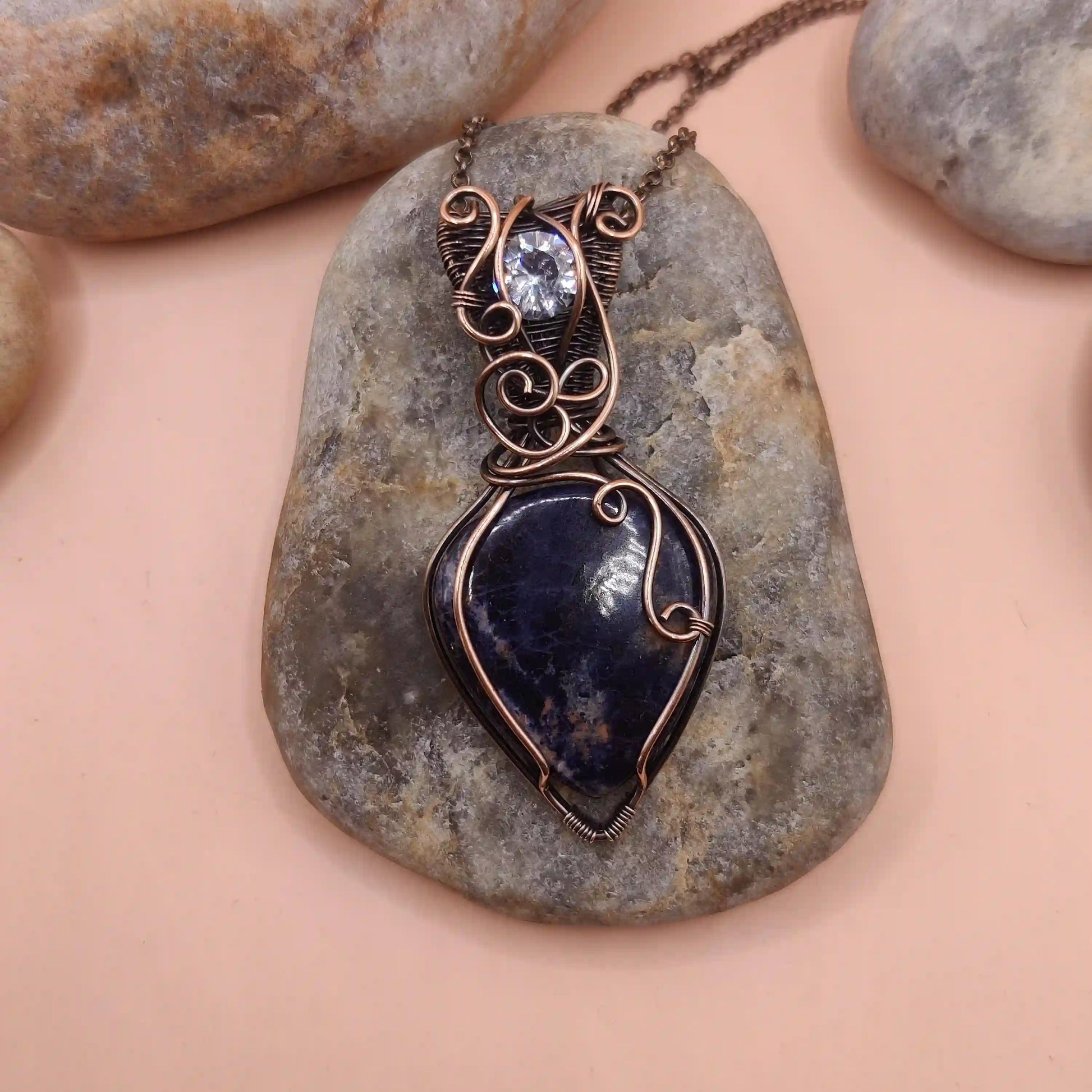 Advithi - Sodalite and Cubic Zirconia SA1 By Sanguine Aura Handcrafted Jewellery Necklace