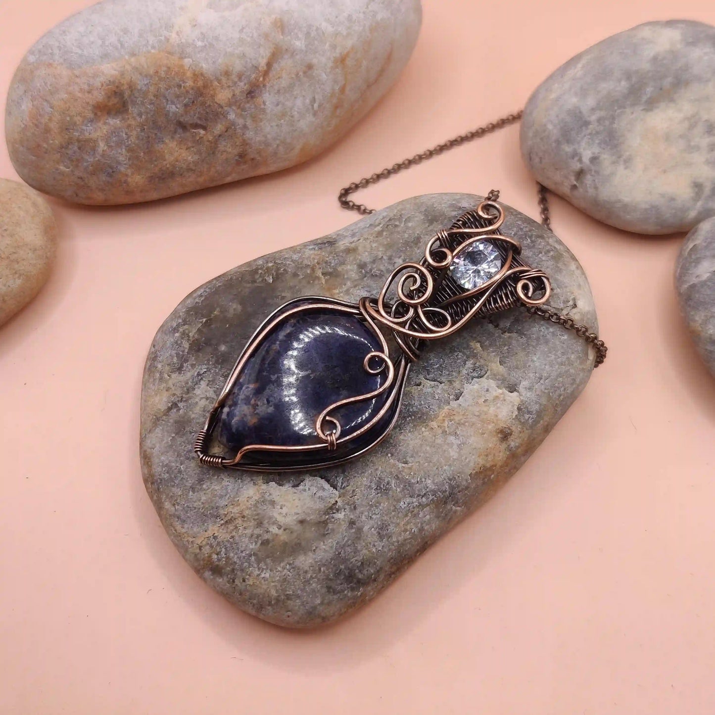Advithi - Sodalite and Cubic Zirconia SA2 By Sanguine Aura Handcrafted Jewellery Necklace