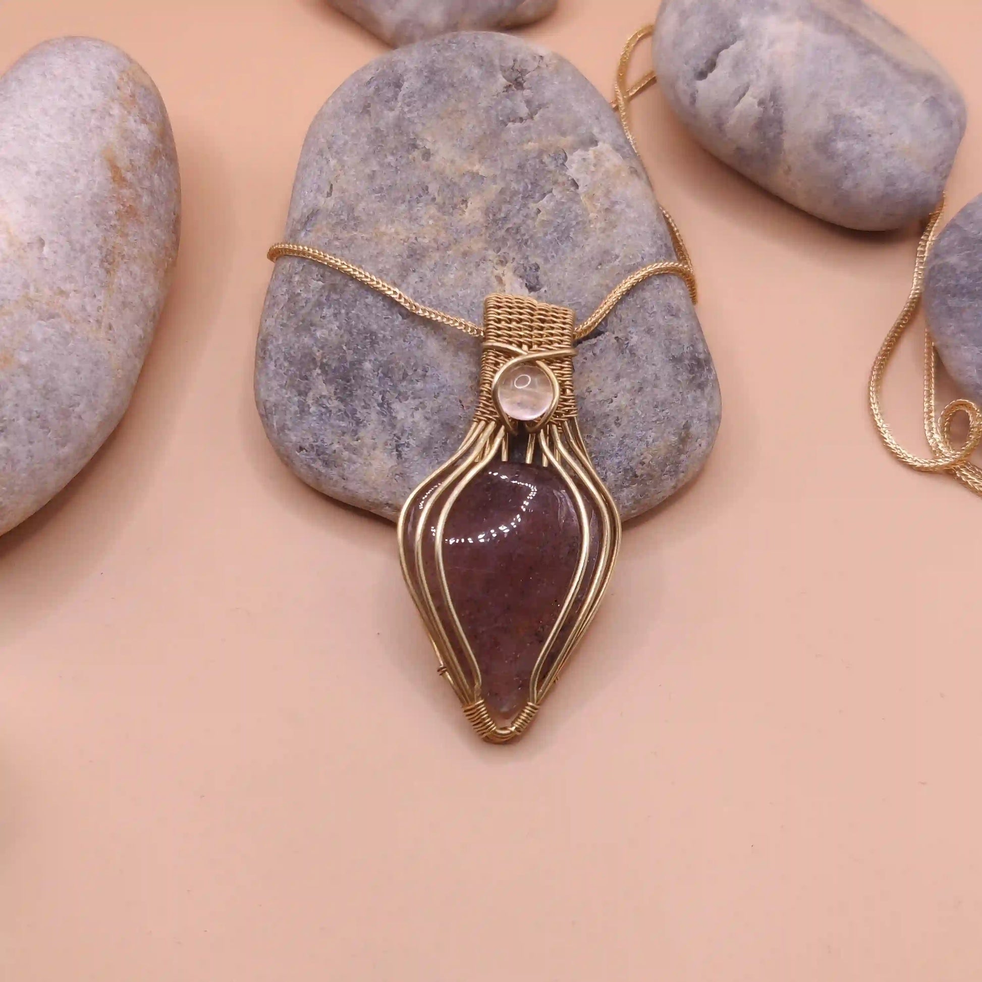 Advithi - Strawberry Quartz and Rose Quartz Necklace 002 SA1 By Sanguine Aura Handcrafted Jewellery