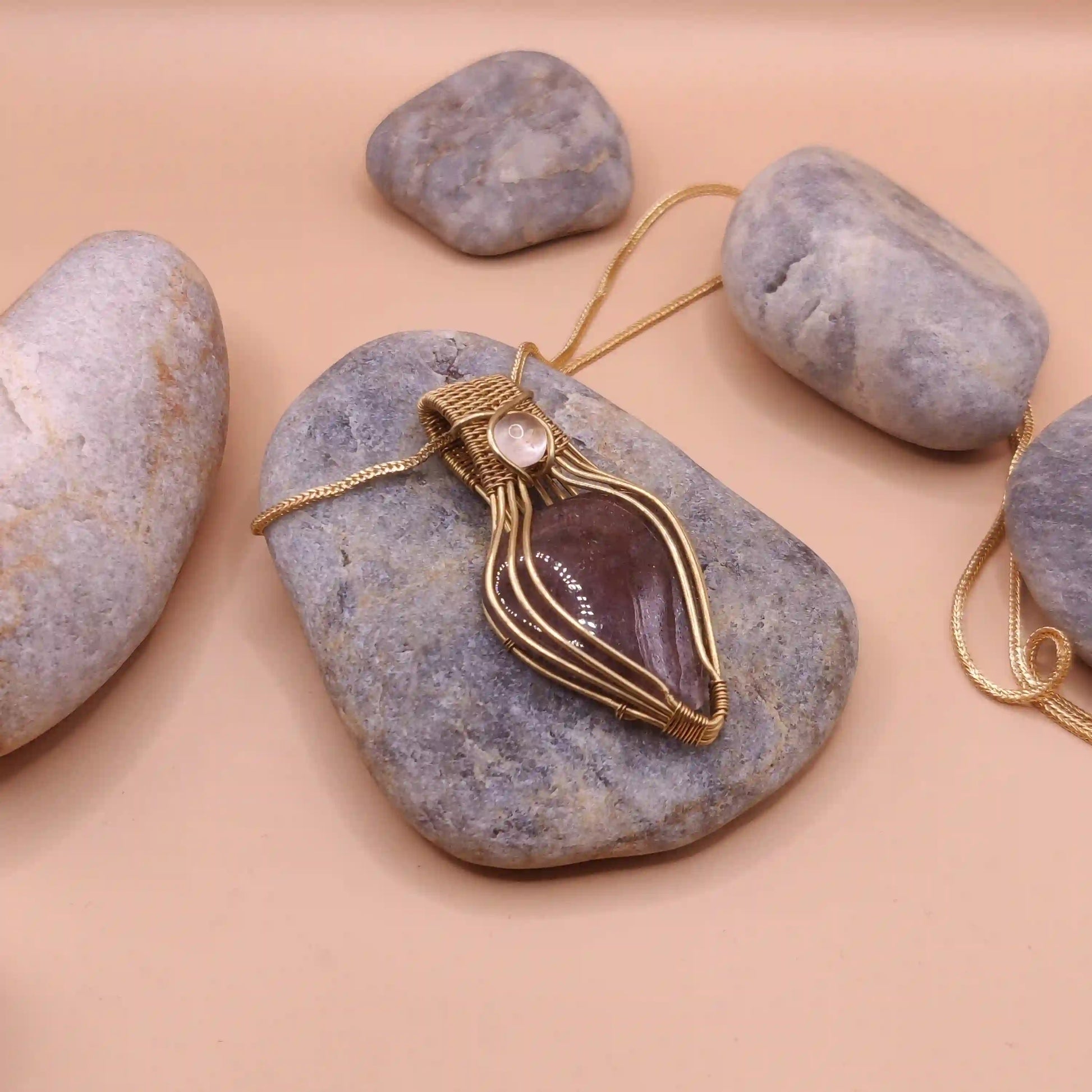 Advithi - Strawberry Quartz and Rose Quartz Necklace 002 SA2 By Sanguine Aura Handcrafted Jewellery