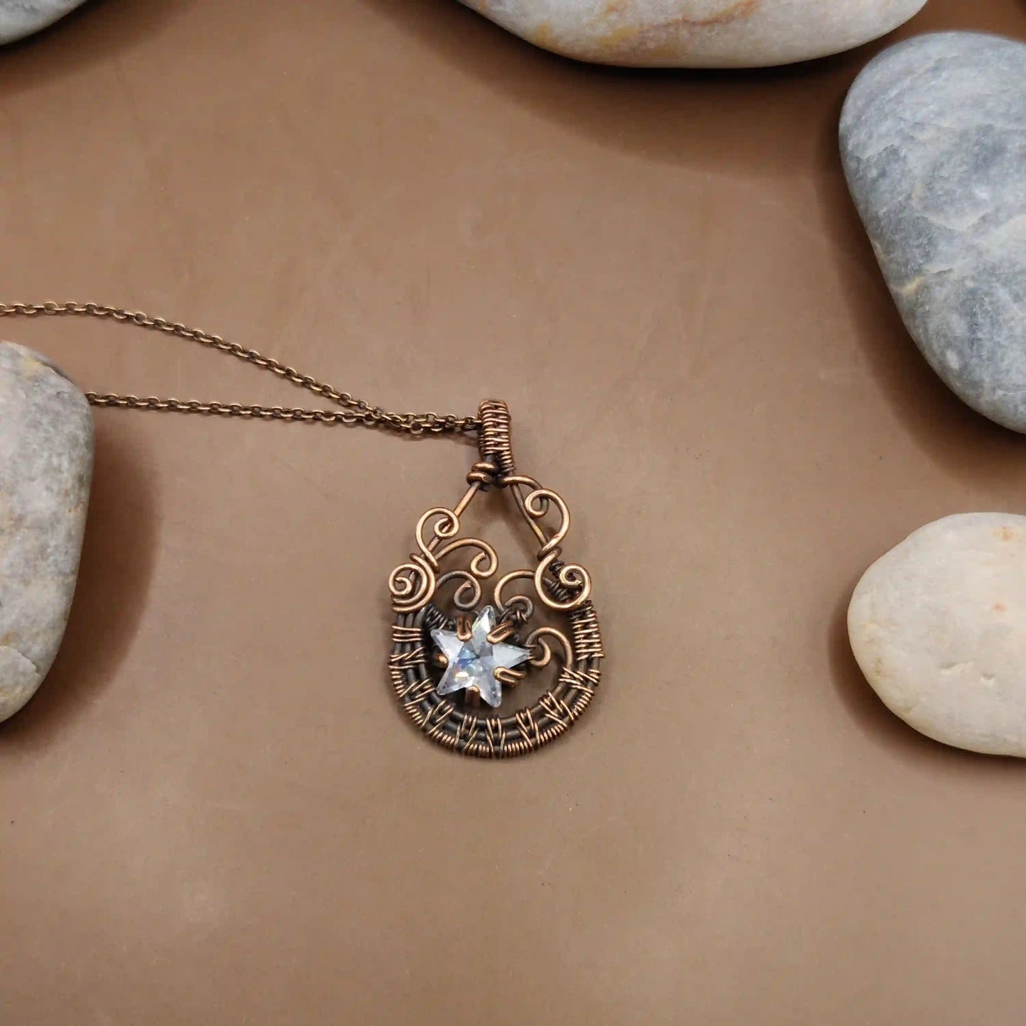 Akul - Cubic Zirconia Necklace By Sanguine Aura Handcrafted Jewellery. Healing Benefits of Cubic Zirconia - brilliance,mental clarity and focus.