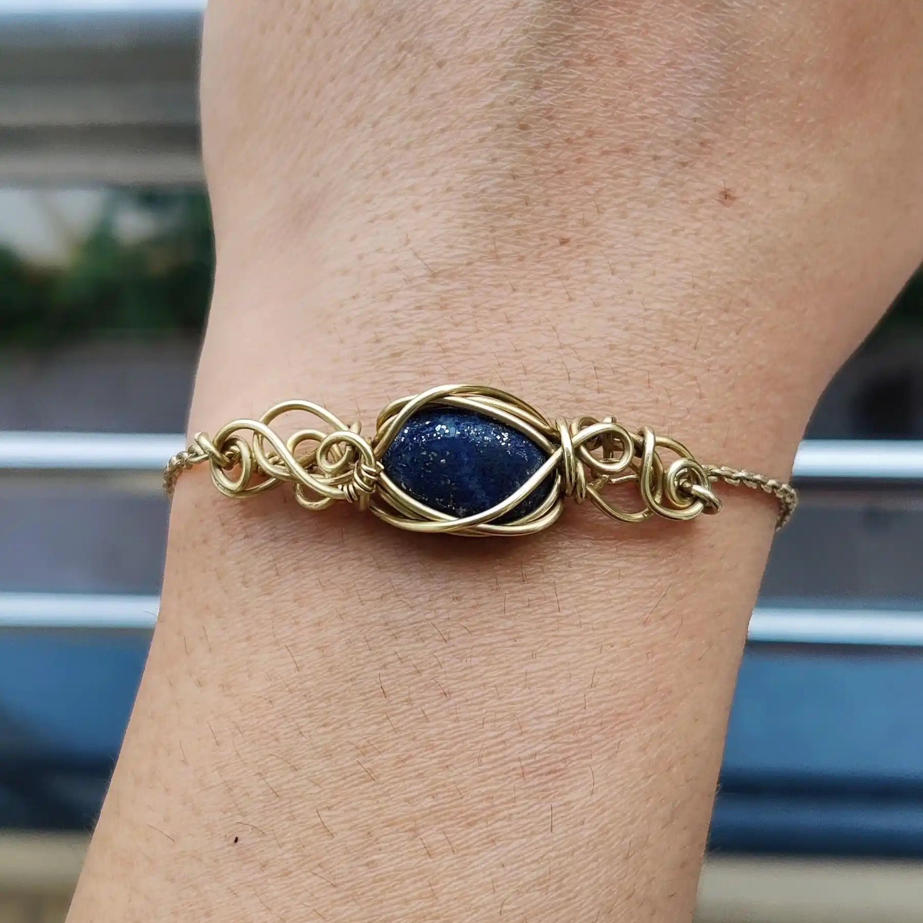 Alak - Lapis Lazuli Bracelet By Sanguine Aura Handcrafted Jewellery with healing benefits like Peace, Strength, Clarity.