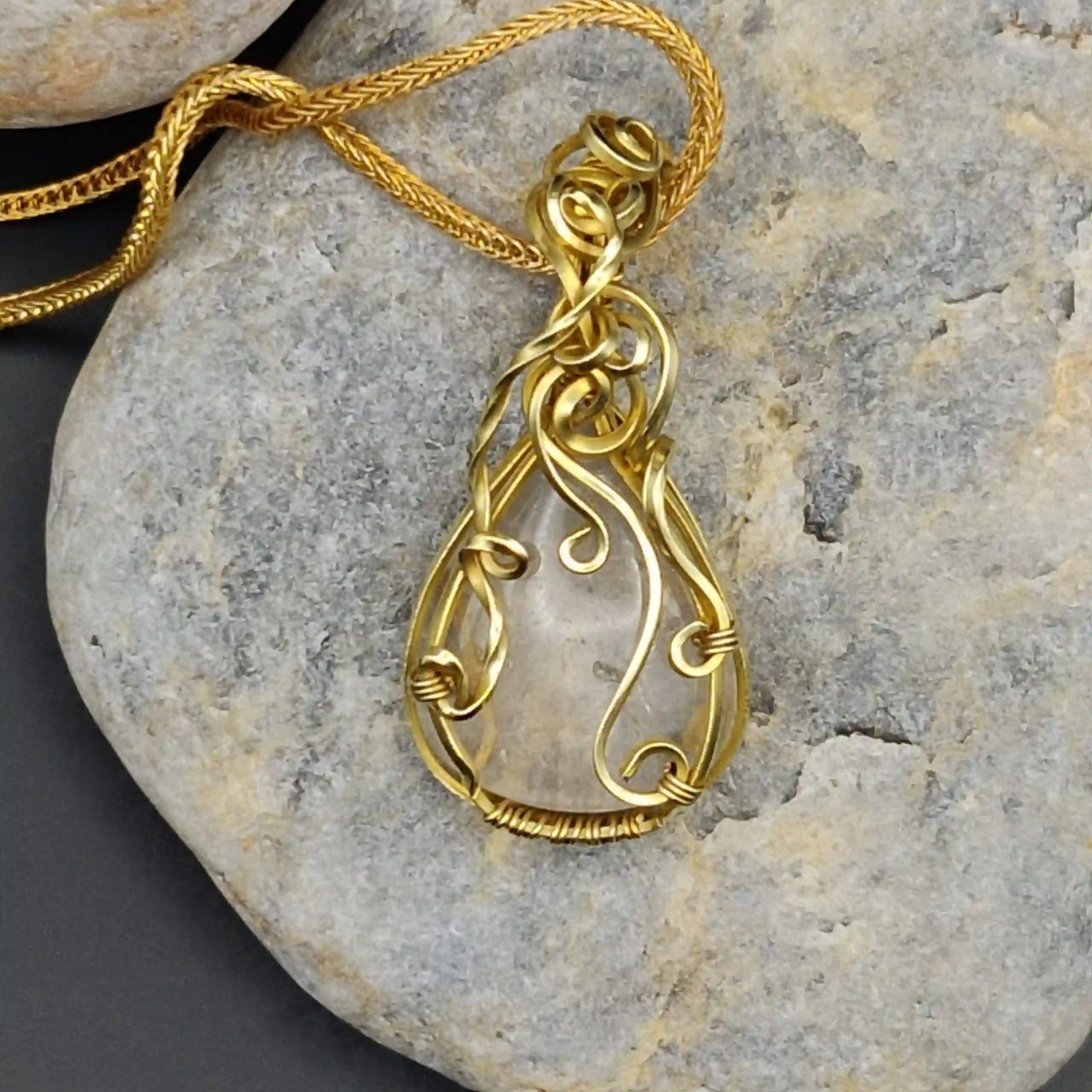 Amoli-Clear Quartz Necklace-001 By Sanguine Aura Handcrafted Jewellery