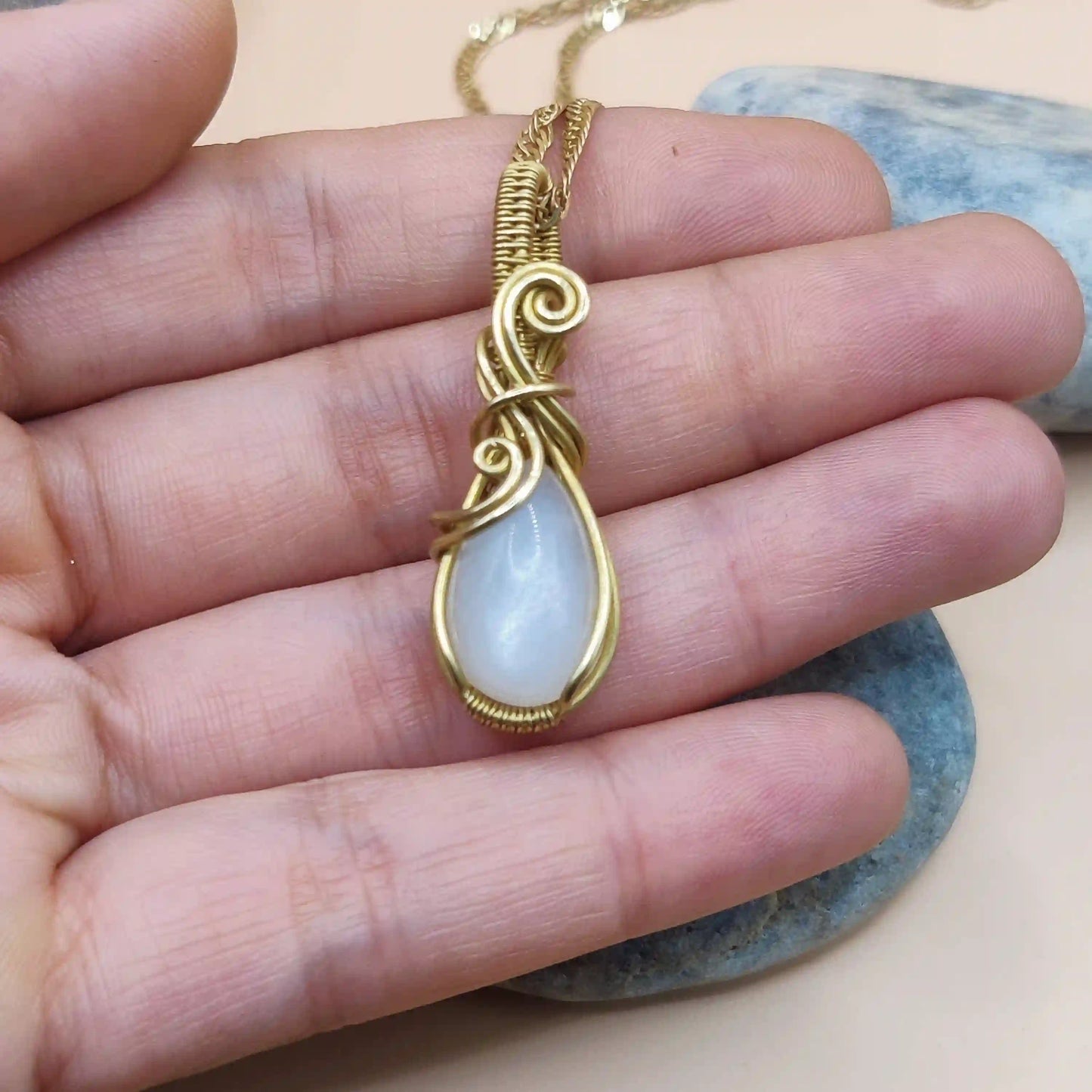 Anala - White Moonstone Necklace 001 SA1 By Sanguine Aura Handcrafted Jewellery