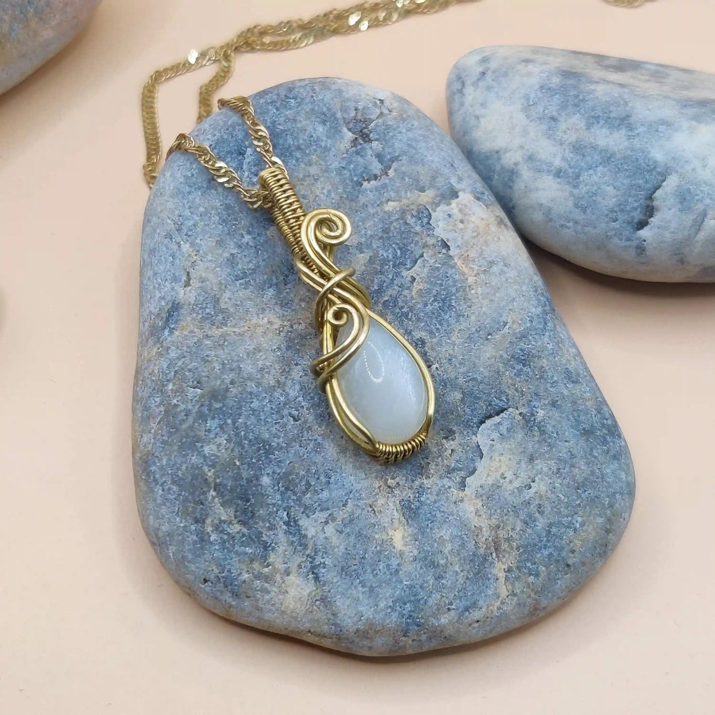 Anala - White Moonstone Necklace 001 SA2 By Sanguine Aura Handcrafted Jewellery