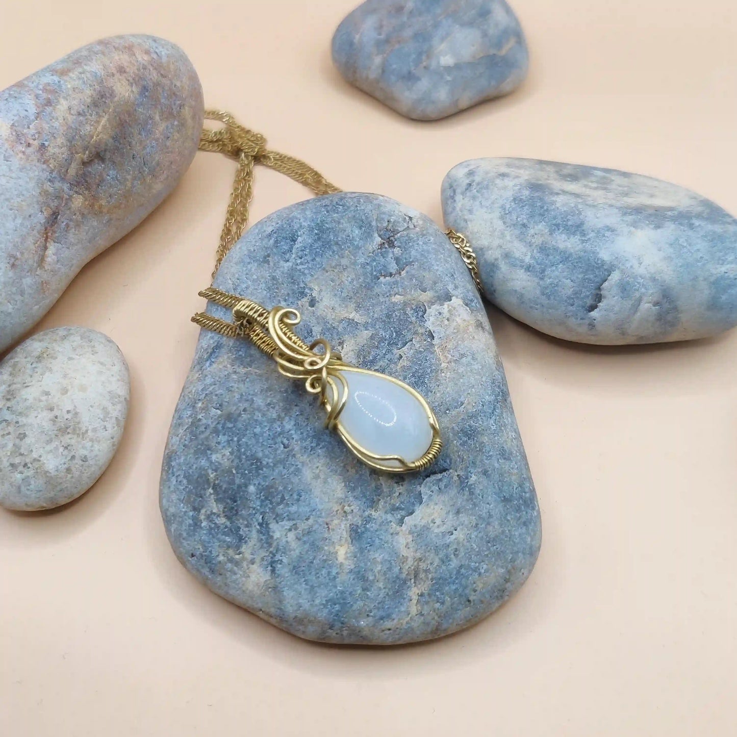 Anala - White Moonstone Necklace - 002 SA2 By Sanguine Aura Handcrafted Jewellery